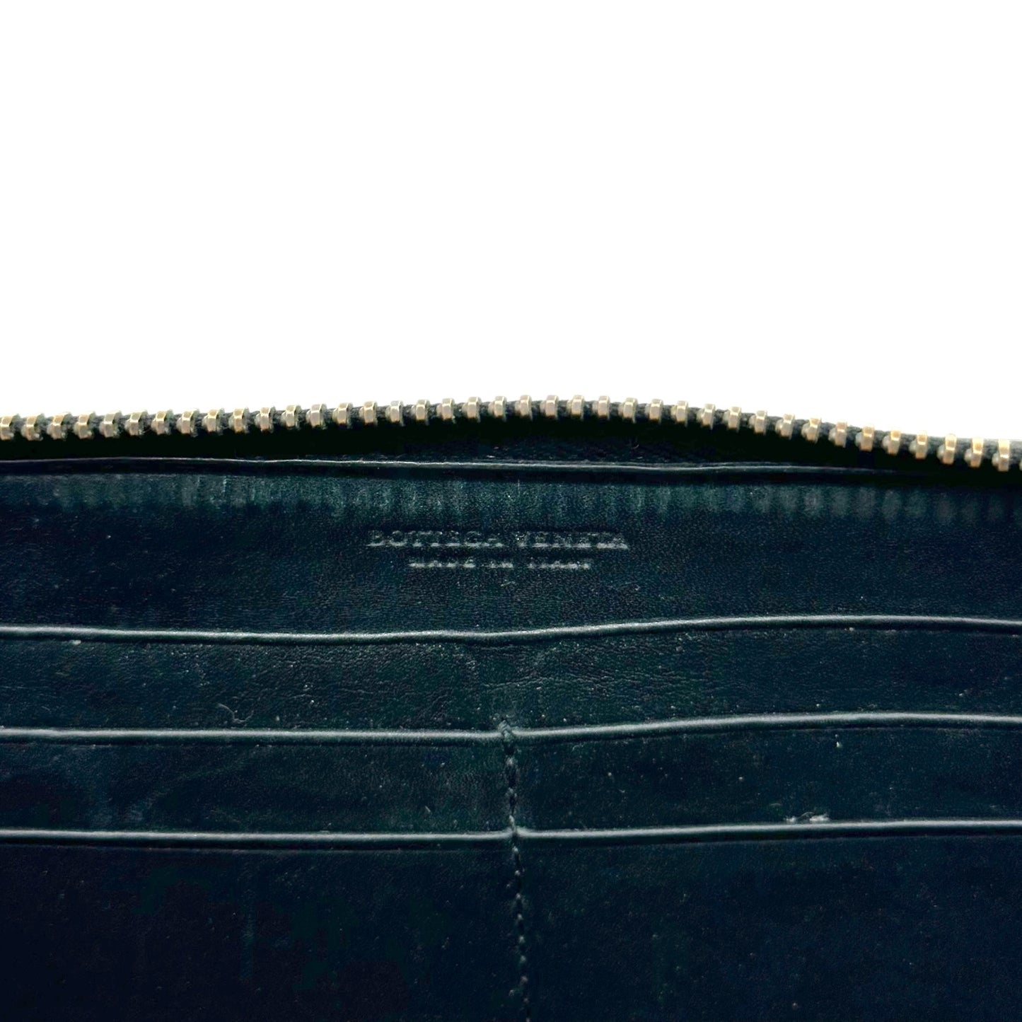Bottega Veneta Black Intrecciato Leather Zip Wallet