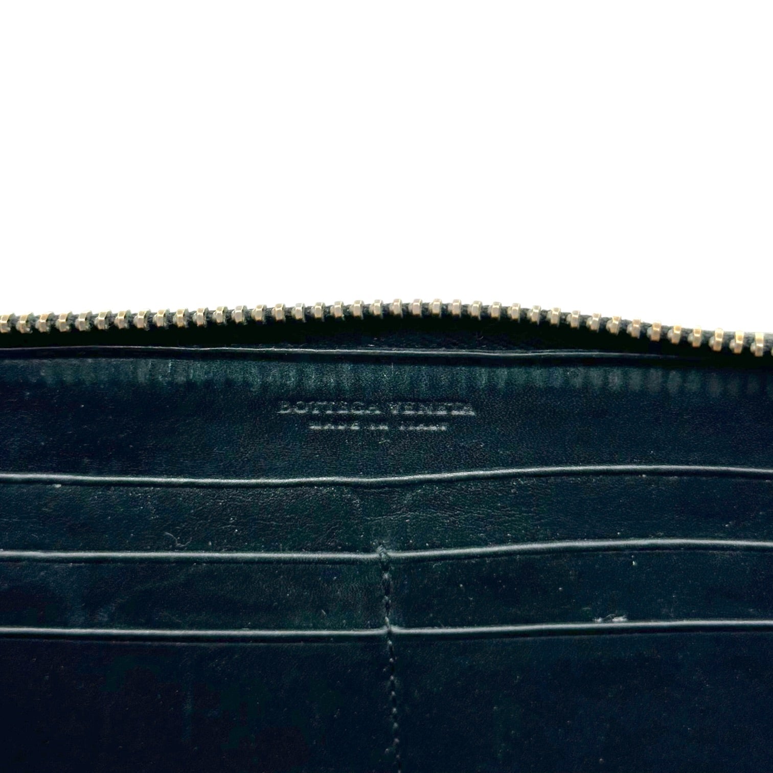 Bottega Veneta Black Intrecciato Leather Zip Wallet