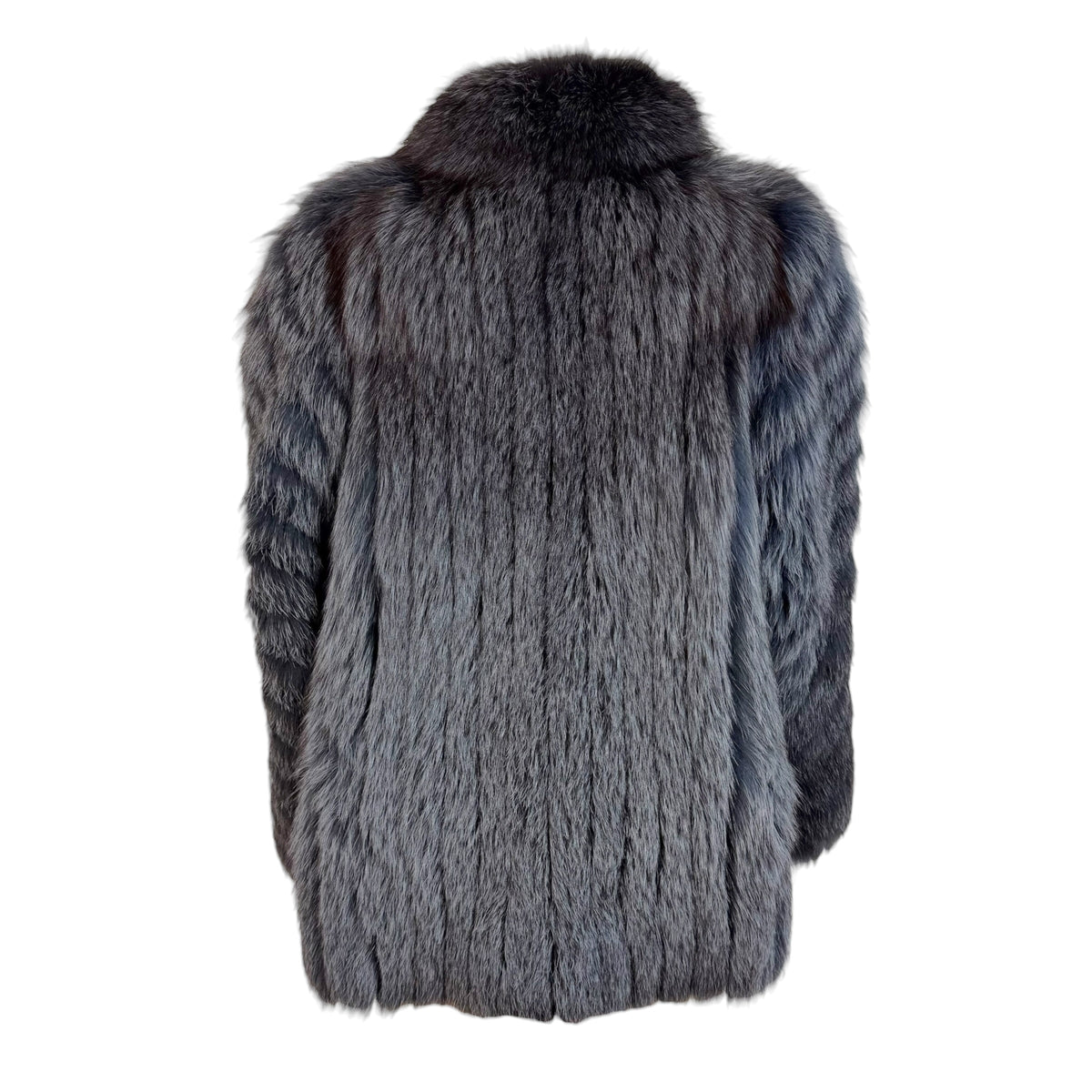 Emba Blue Gray Dyed Fox Fur Coat