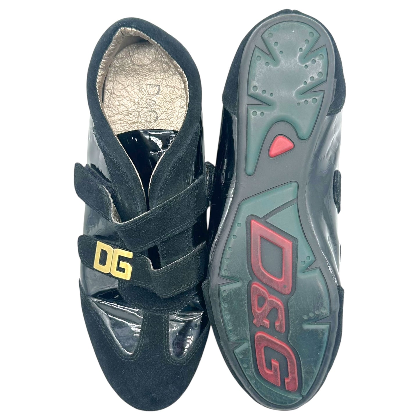 D&G Dolce & Gabbana Black Leather & Suede Low Profile Sneakers - Outfit Repeater