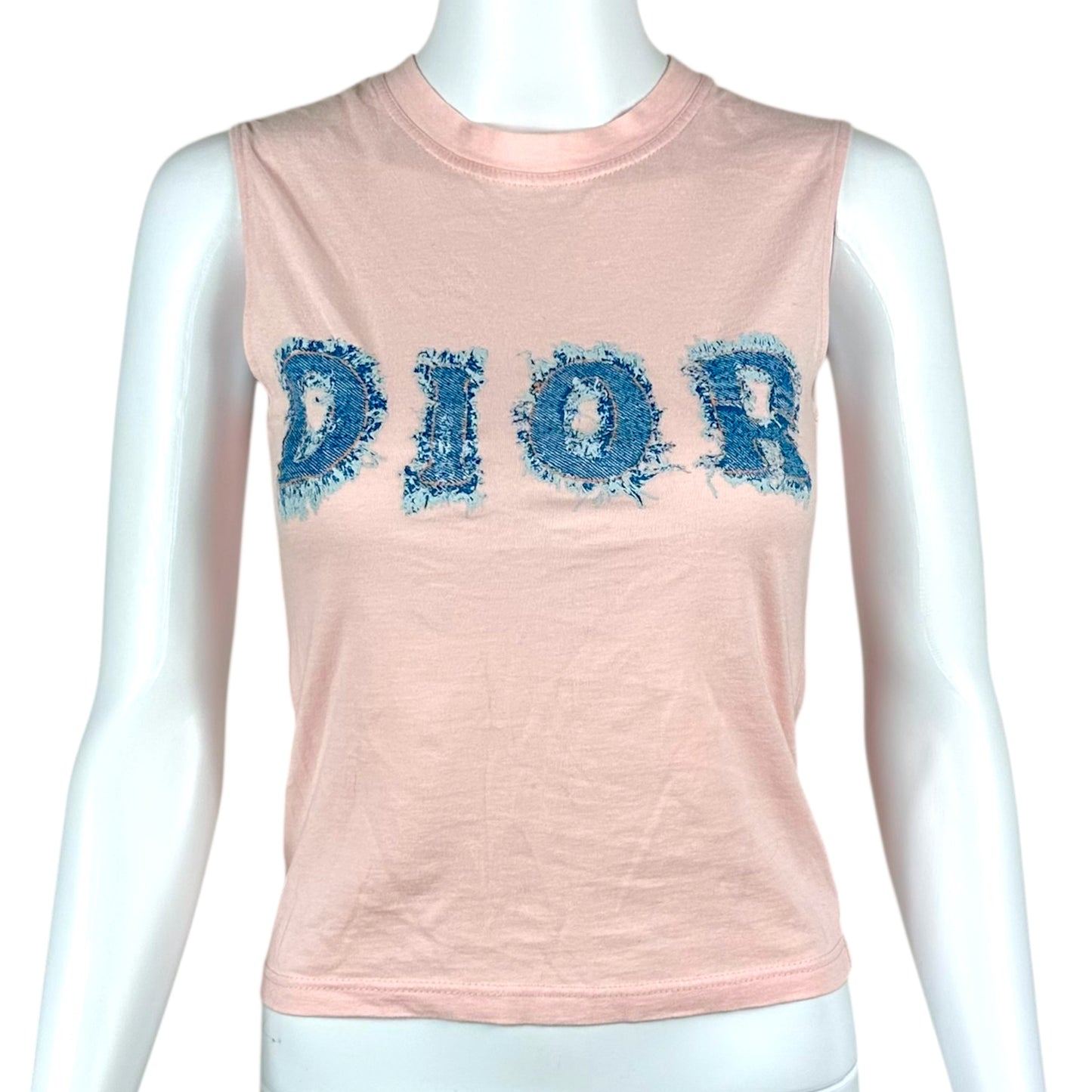 Christian Dior S/S 2003 Pink Denim Logo Tank Top