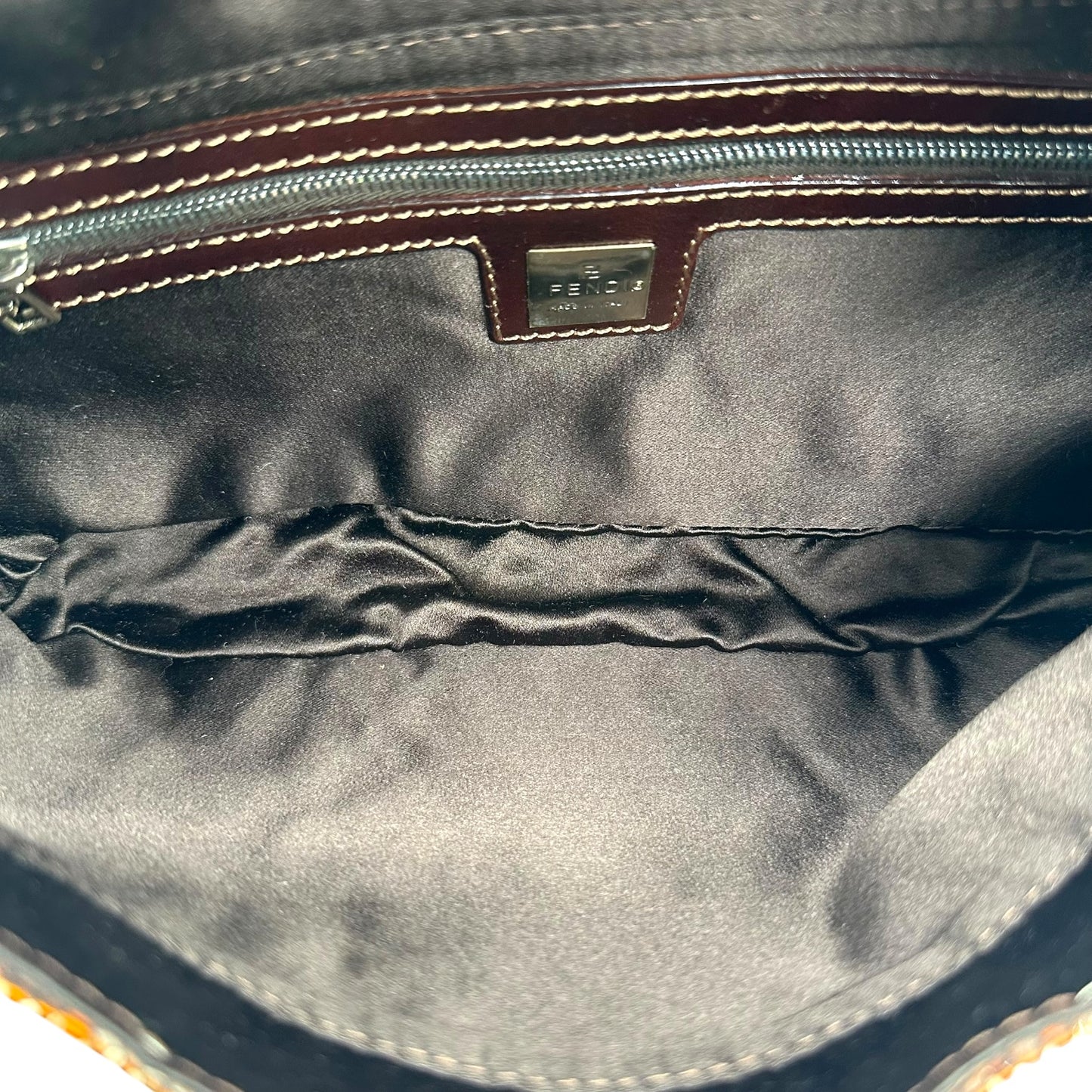 Fendi Brown Beaded Baguette Bag