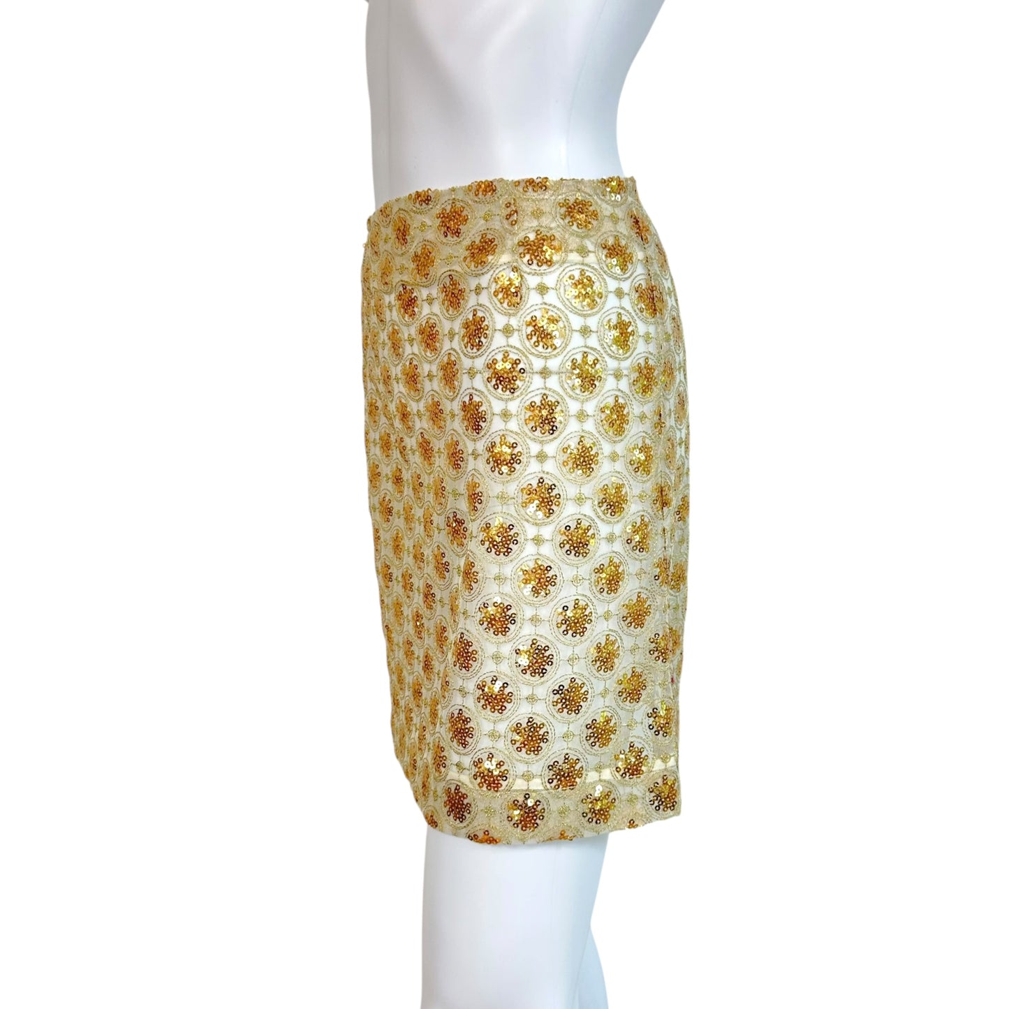Comme des Garcons Tricot 2011 Sheer Gold Sequin Embellished Mini Skirt