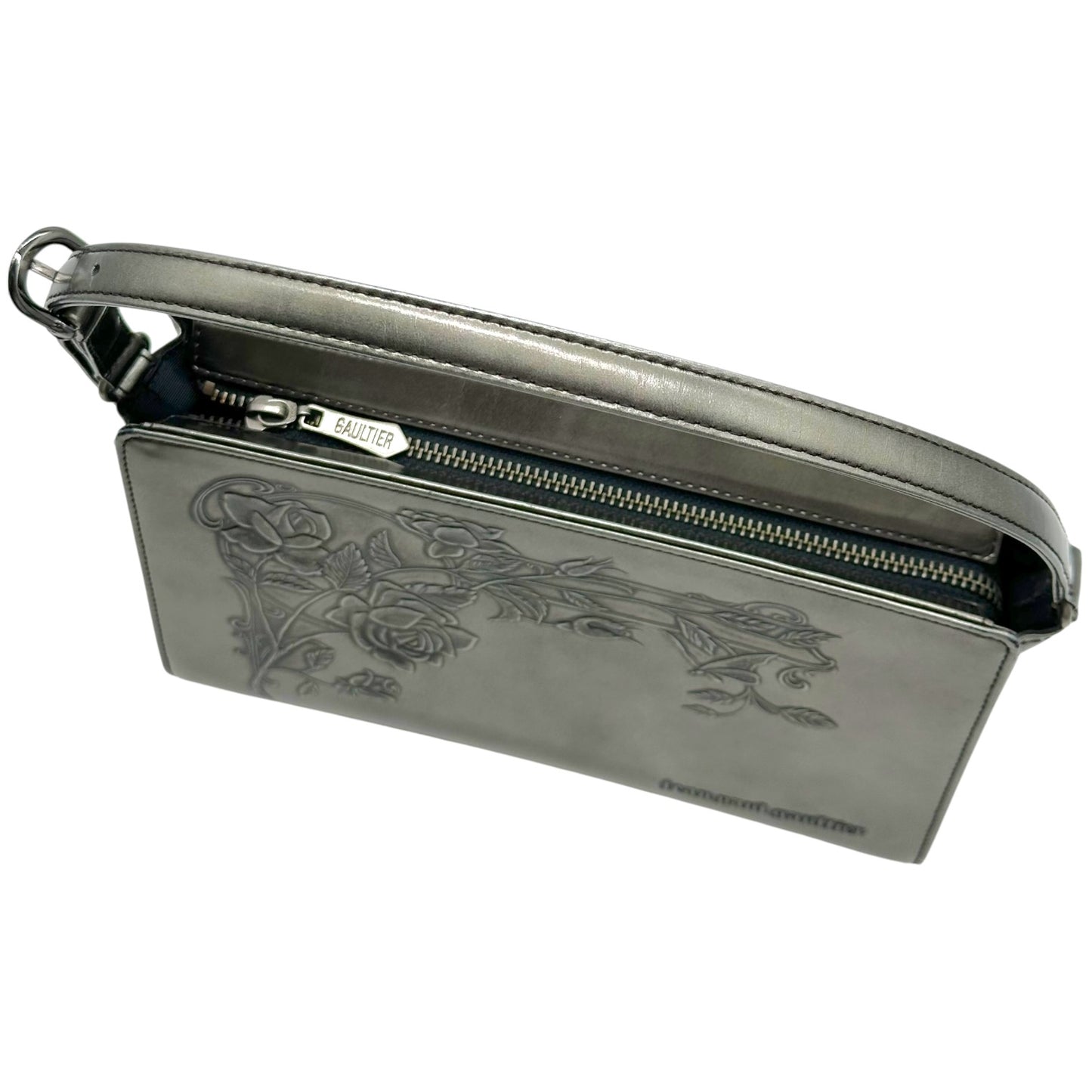 Jean Paul Gaultier Gray 'Gun' Embossed Leather Handbag