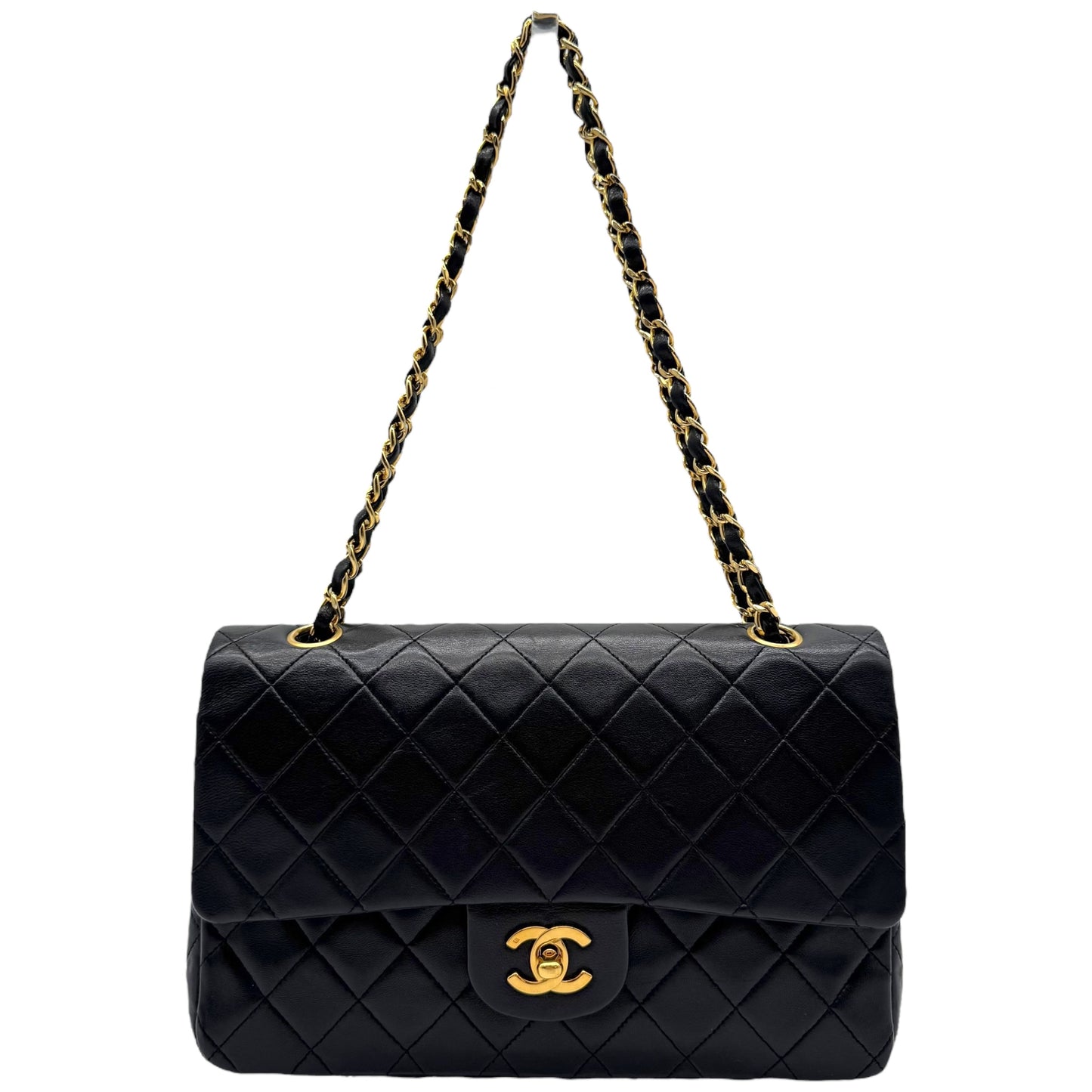 Chanel Black Matelasse Lambskin Medium Classic Flap Bag 1989-91 - Outfit Repeater