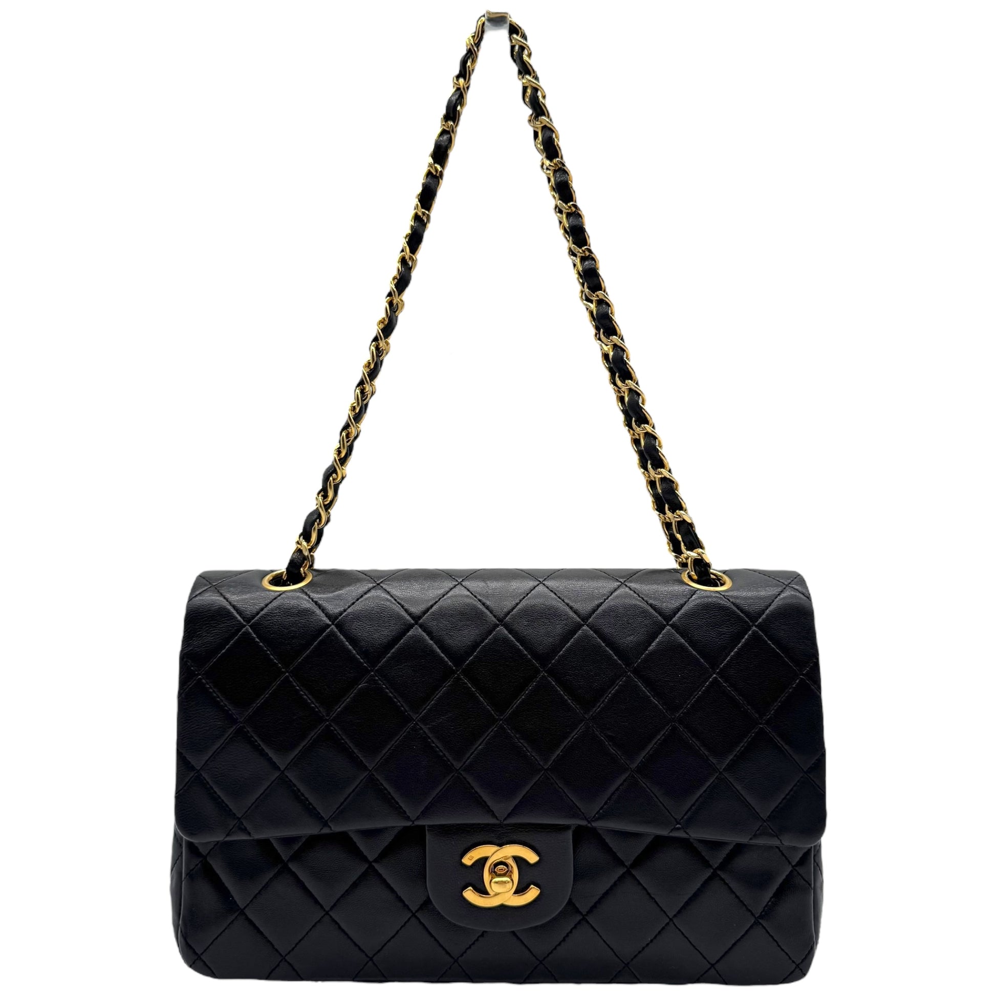Chanel Black Matelasse Lambskin Medium Classic Flap Bag 1989-91 - Outfit Repeater