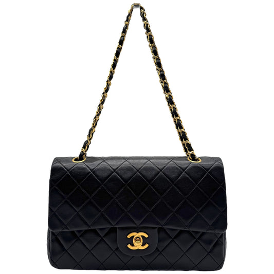 Chanel Black Matelasse Lambskin Medium Classic Flap Bag 1989-91