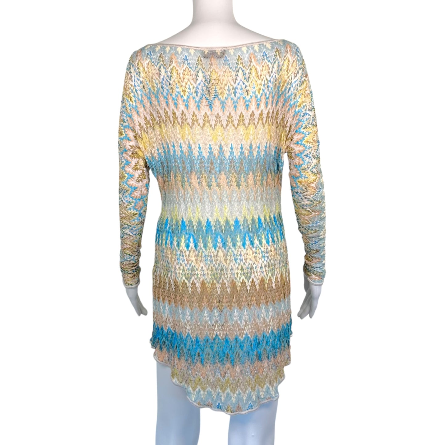 Missoni Mare Turquoise Multi Chevron Knit Cover-Up Top