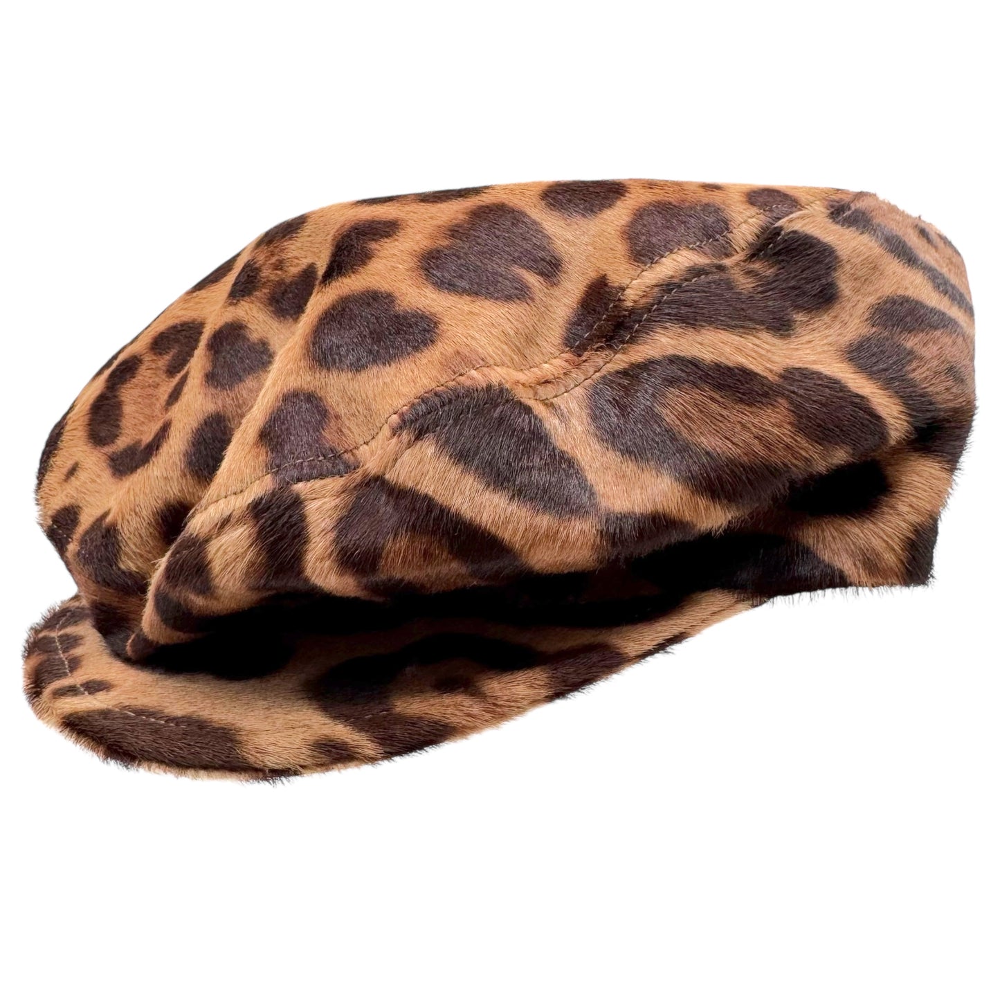 Dolce & Gabbana Leopard Print Ponyhair Newsboy Hat