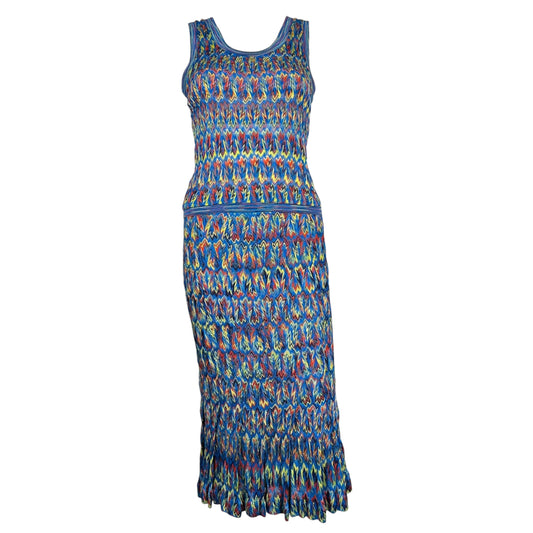 Missoni Red Blue & Yellow Chevron Knit Skirt & Tank Top Set