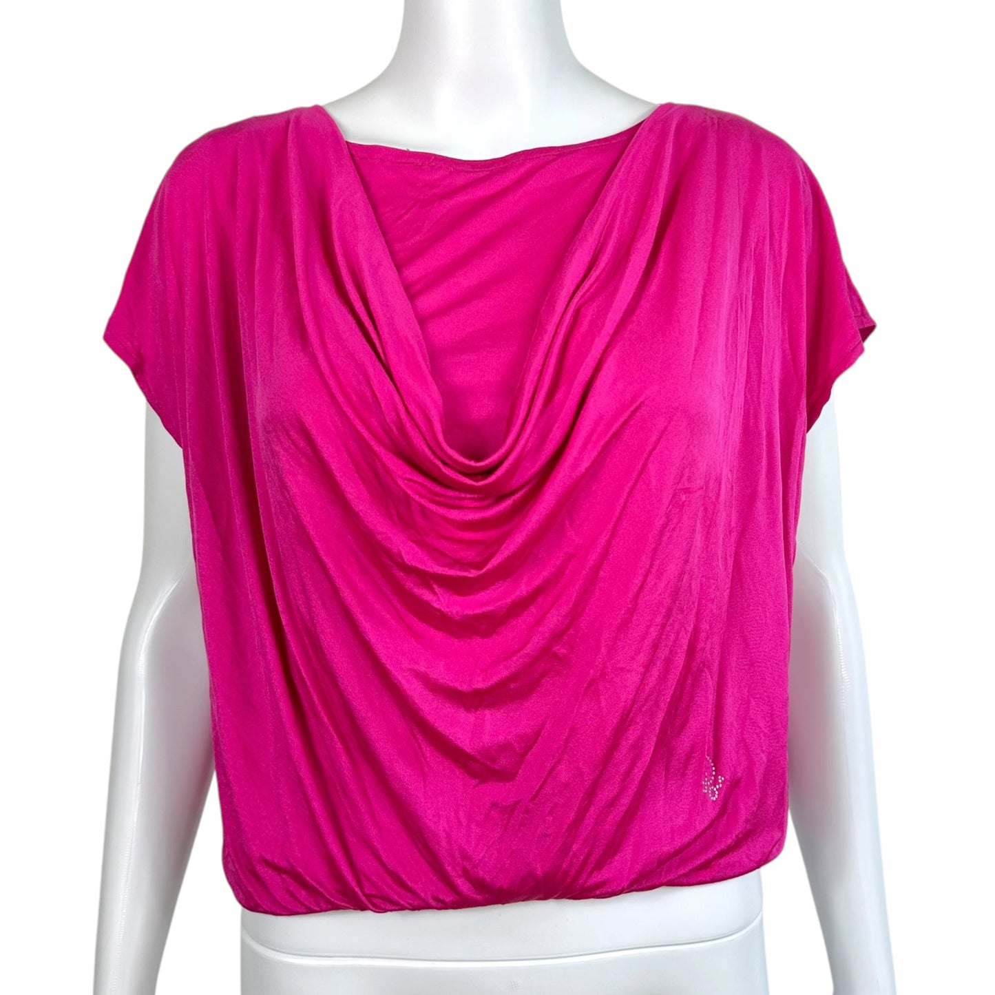 Christian Dior Rhinestone Logo Hot Pink Cowl Neck Blouse & Cami Set