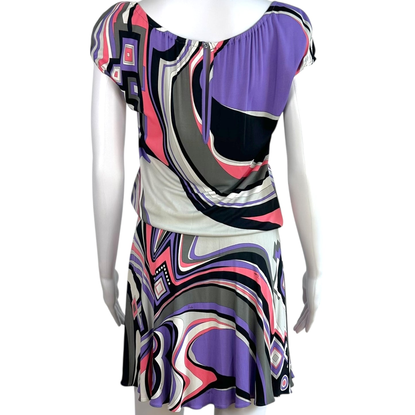 Emilio Pucci Pink & Purple Printed Ruched Mini Dress