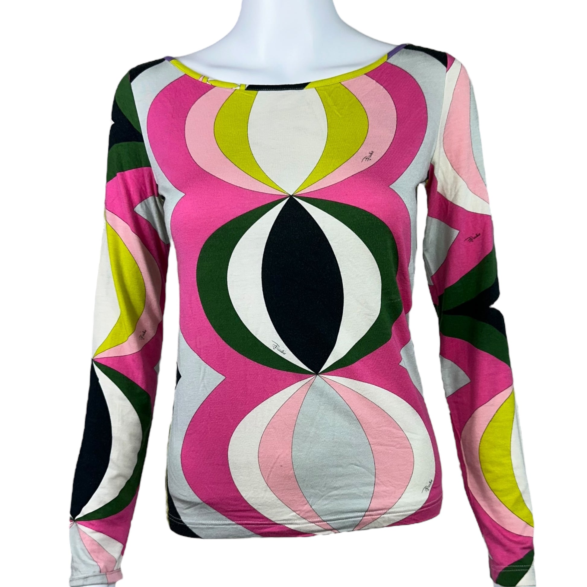 Emilio Pucci Pink & Green Circle Print Longsleeve T-Shirt - Outfit Repeater