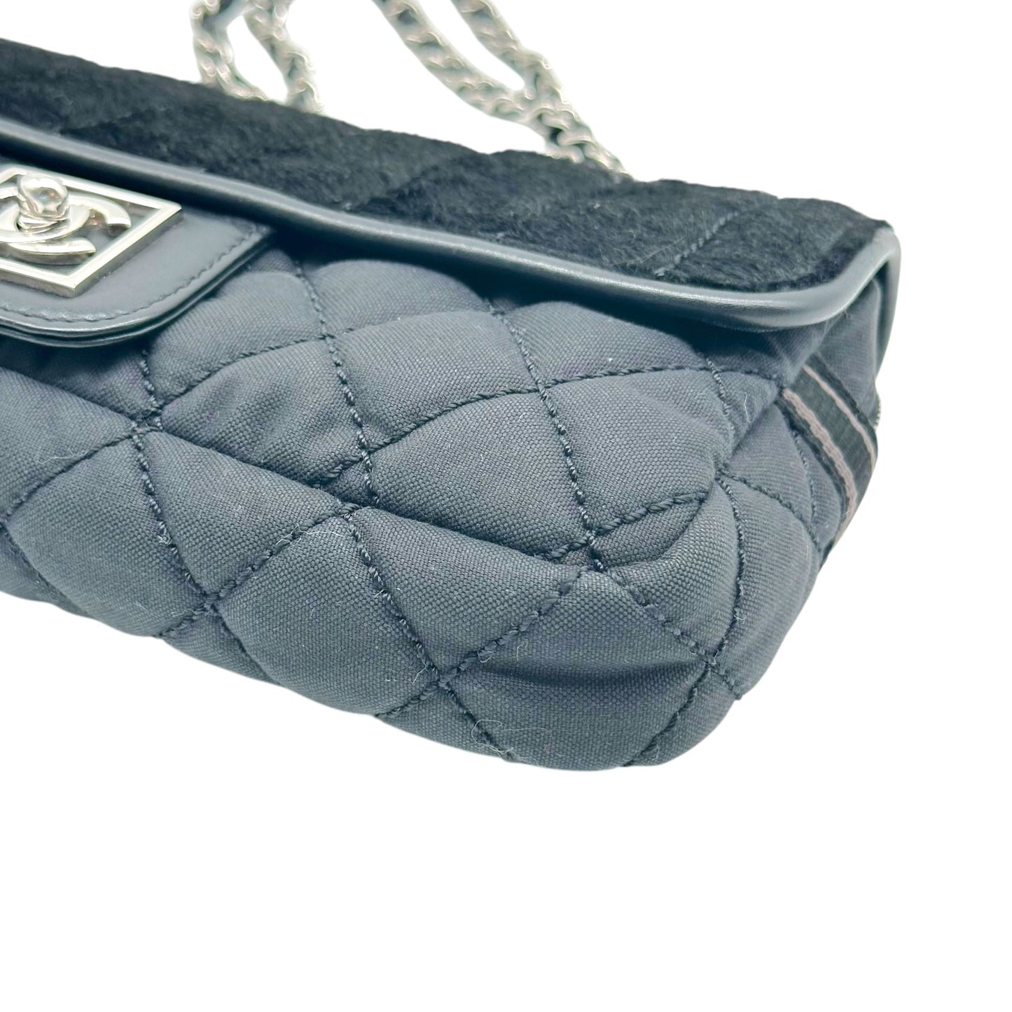 Chanel Sport Black Ponyhair & Canvas Medium Quilted Flap Bag 2005-06