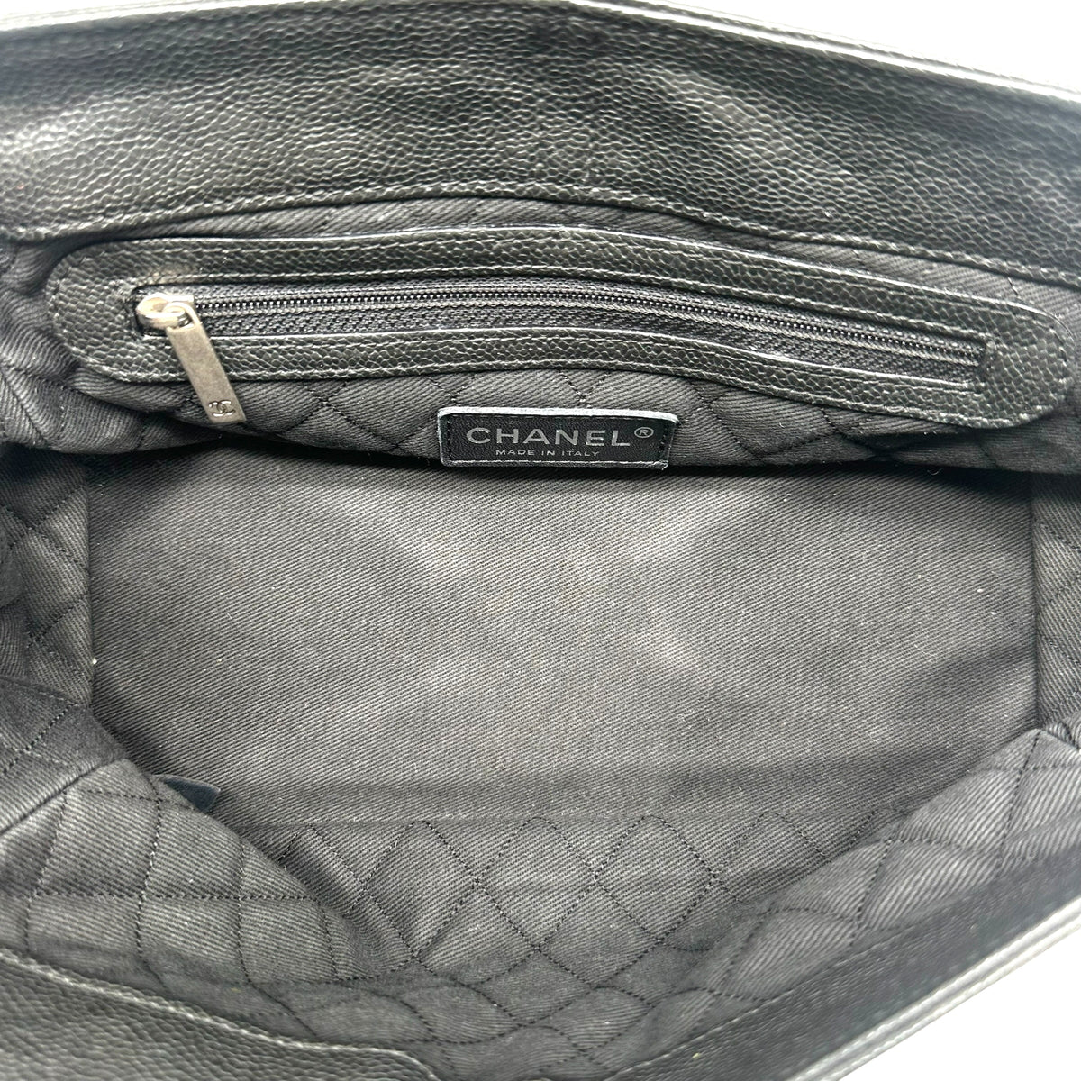 Chanel Black Caviar Leather LAX Chain Strap Shoulder Bag 2005-06