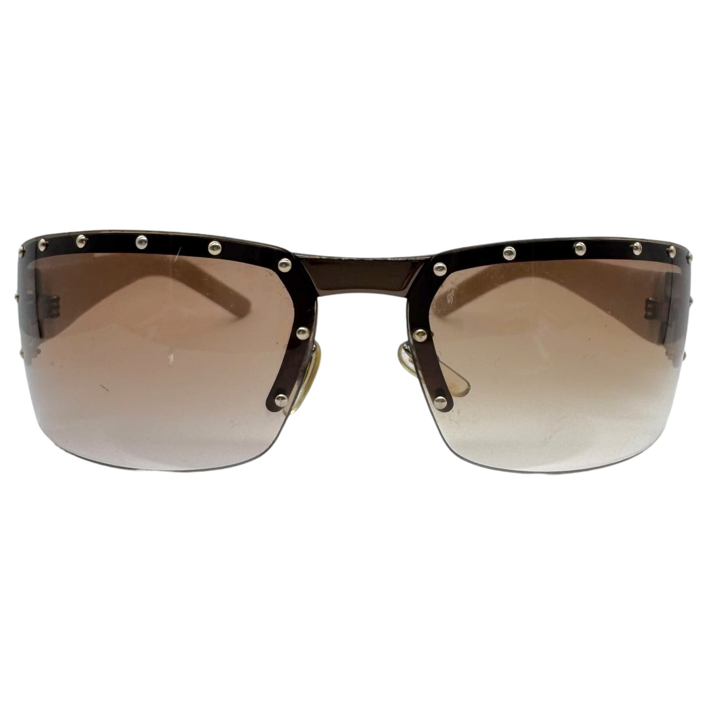 Gucci GG1823/S Studded Lens Monogram Arm Rimless Wrap Sunglasses