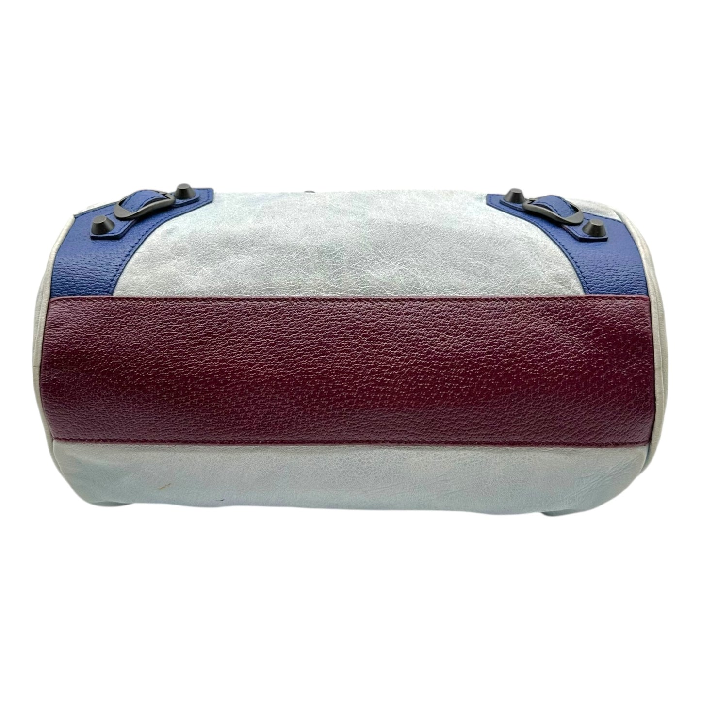 Balenciaga Tri-Colored Burgundy & Blue Mini City 2-Way Bag