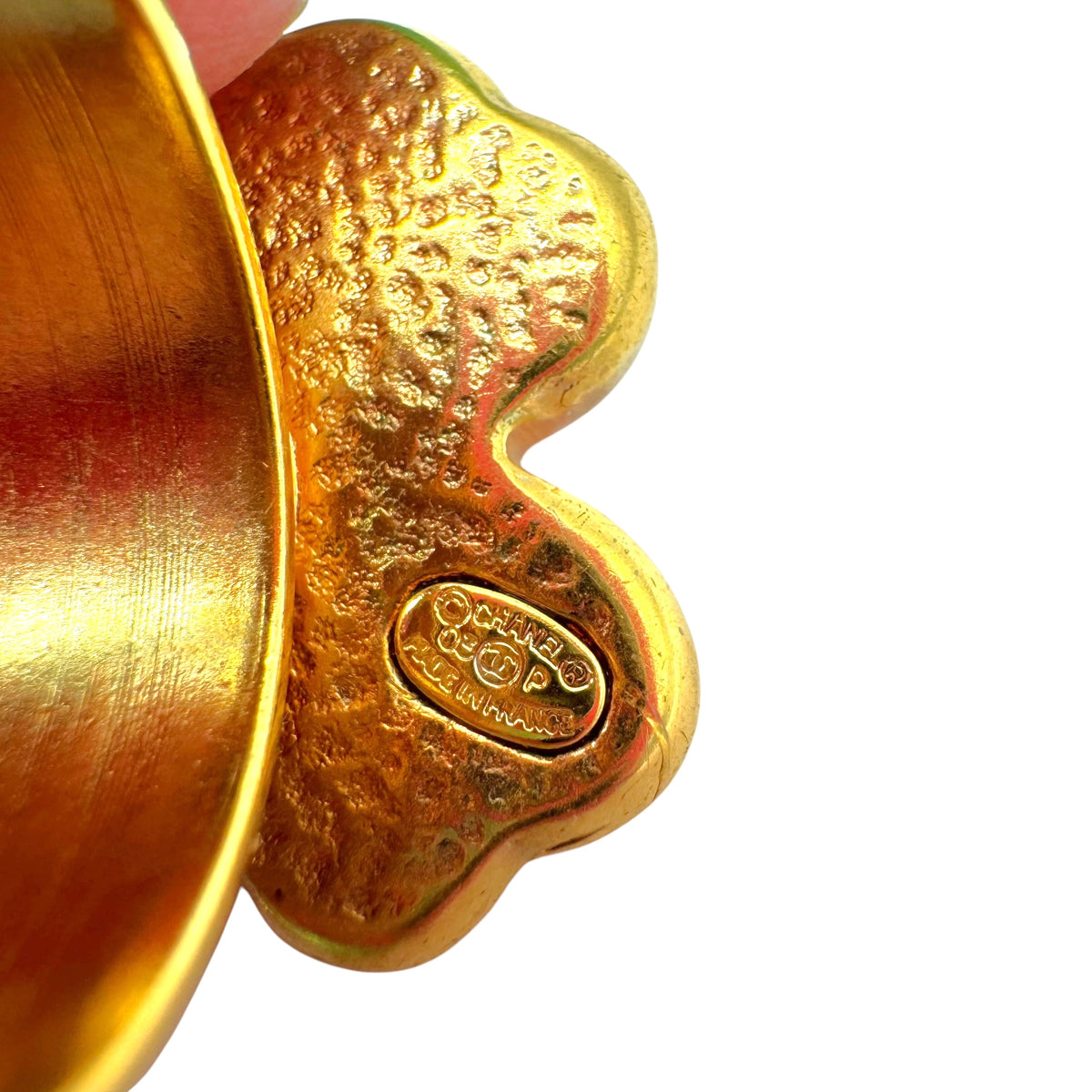 Chanel Four Leaf Clover Logo Ring Pink Gold Size 6