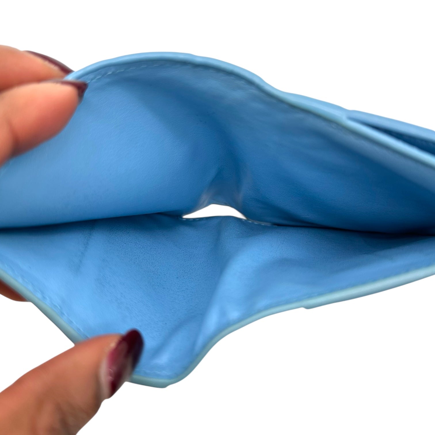 Bottega Veneta Light Blue Leather Bi-fold Wallet - Outfit Repeater