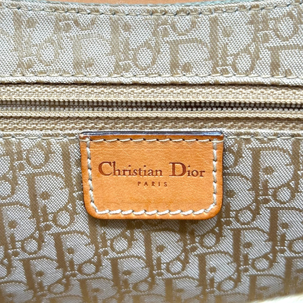 Christian Dior Canvas Tan Leather Columbus Shoulder Bag