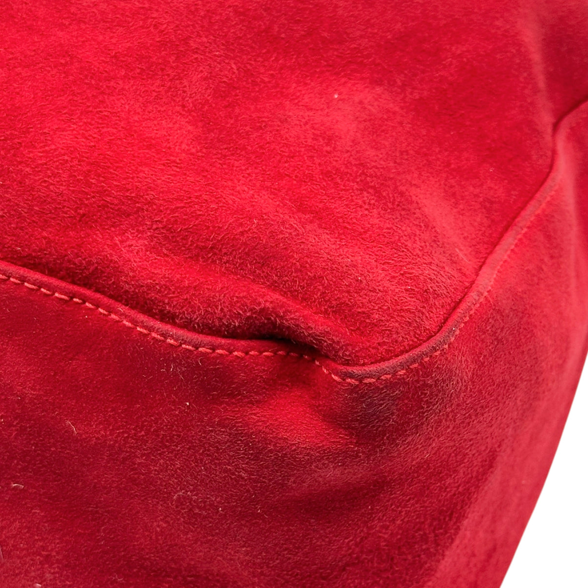 Fendi Red Suede Fold-Over Baguette Bag