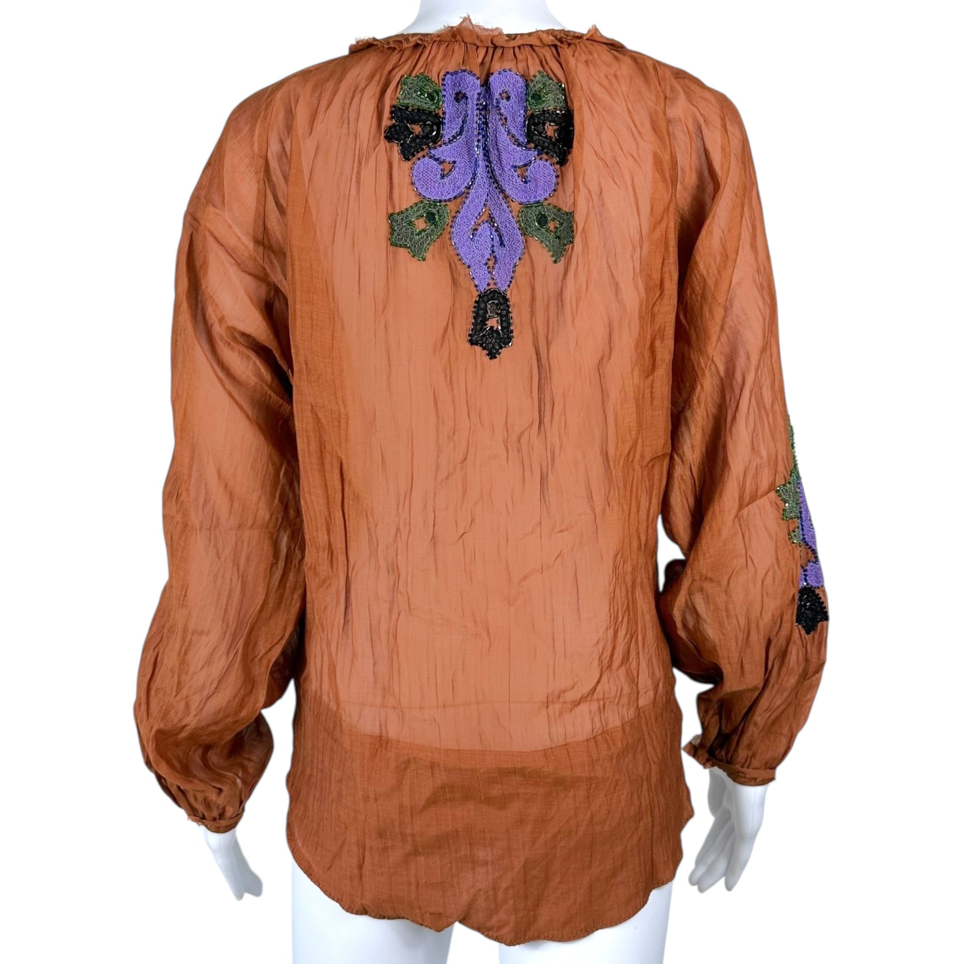 Emilio Pucci Brown Beaded Peasant Blouse - Outfit Repeater