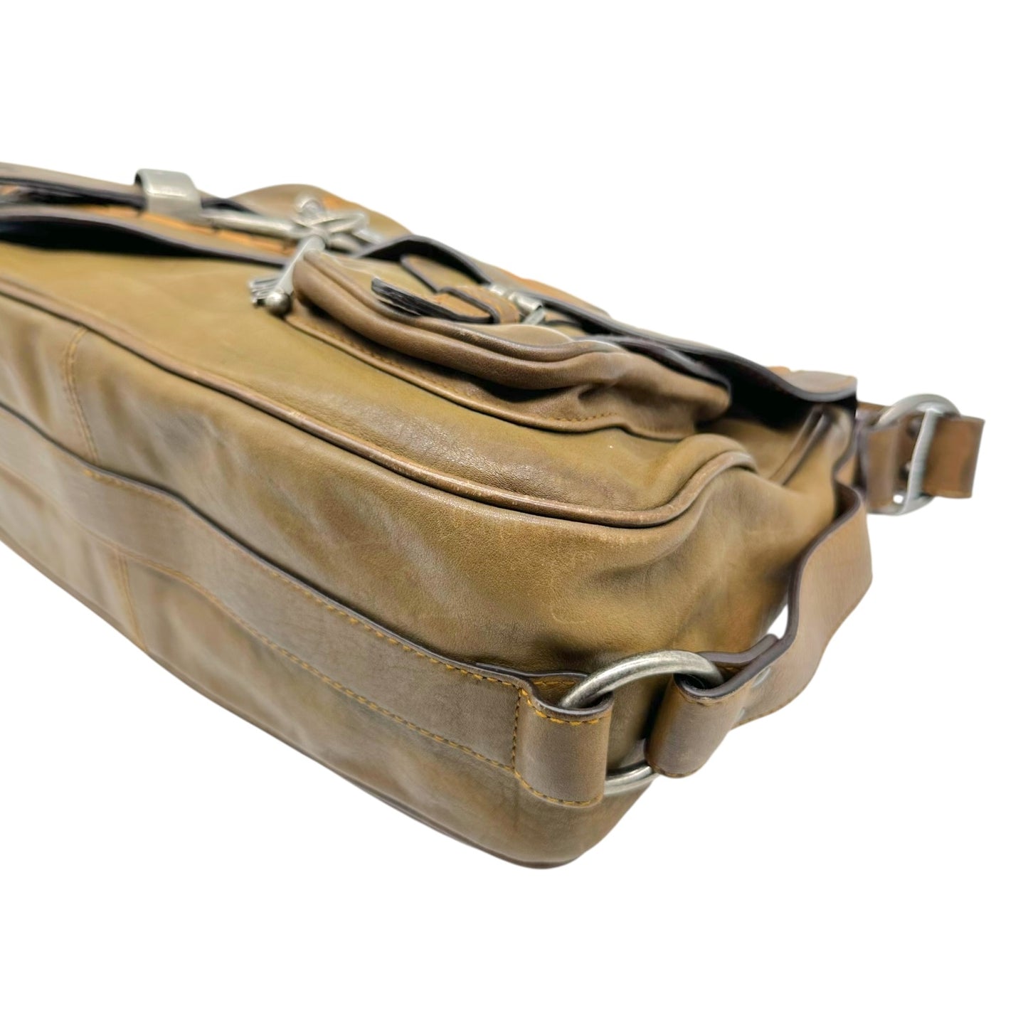 Christian Dior Brown Leather Gaucho Shoulder Bag