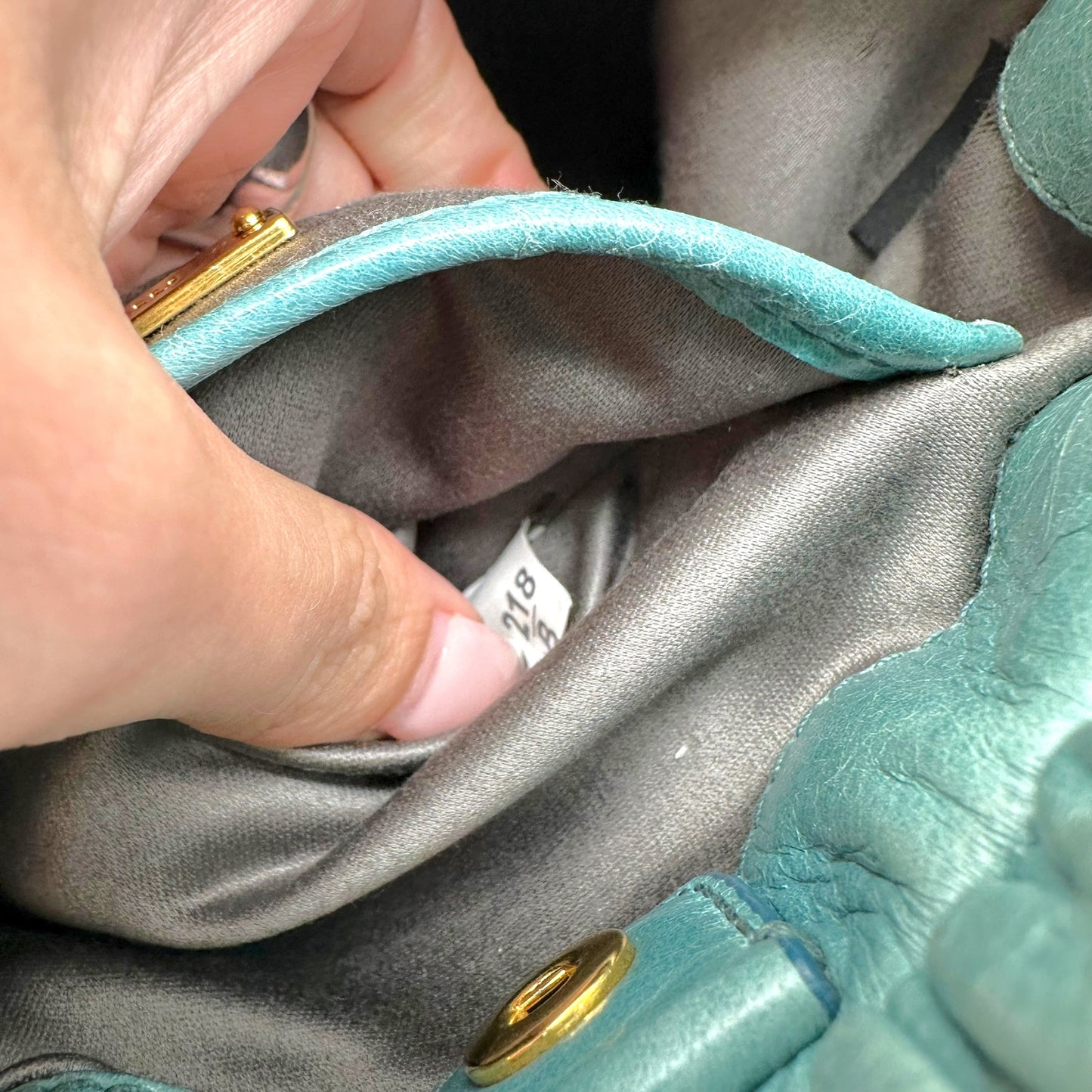 Miu Miu Turquoise Leather Mini Vitello 2-Way Bag
