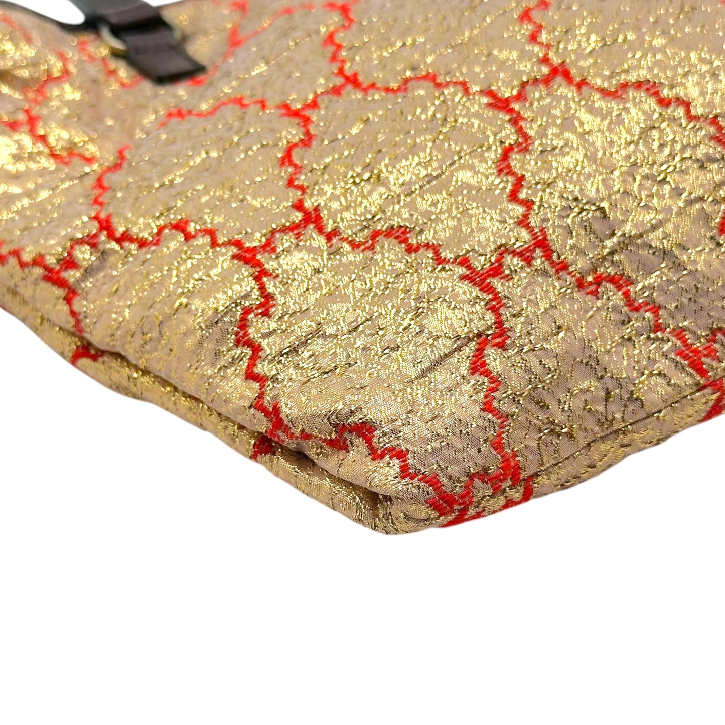 Prada Red & Gold Metallic Damask Handbag