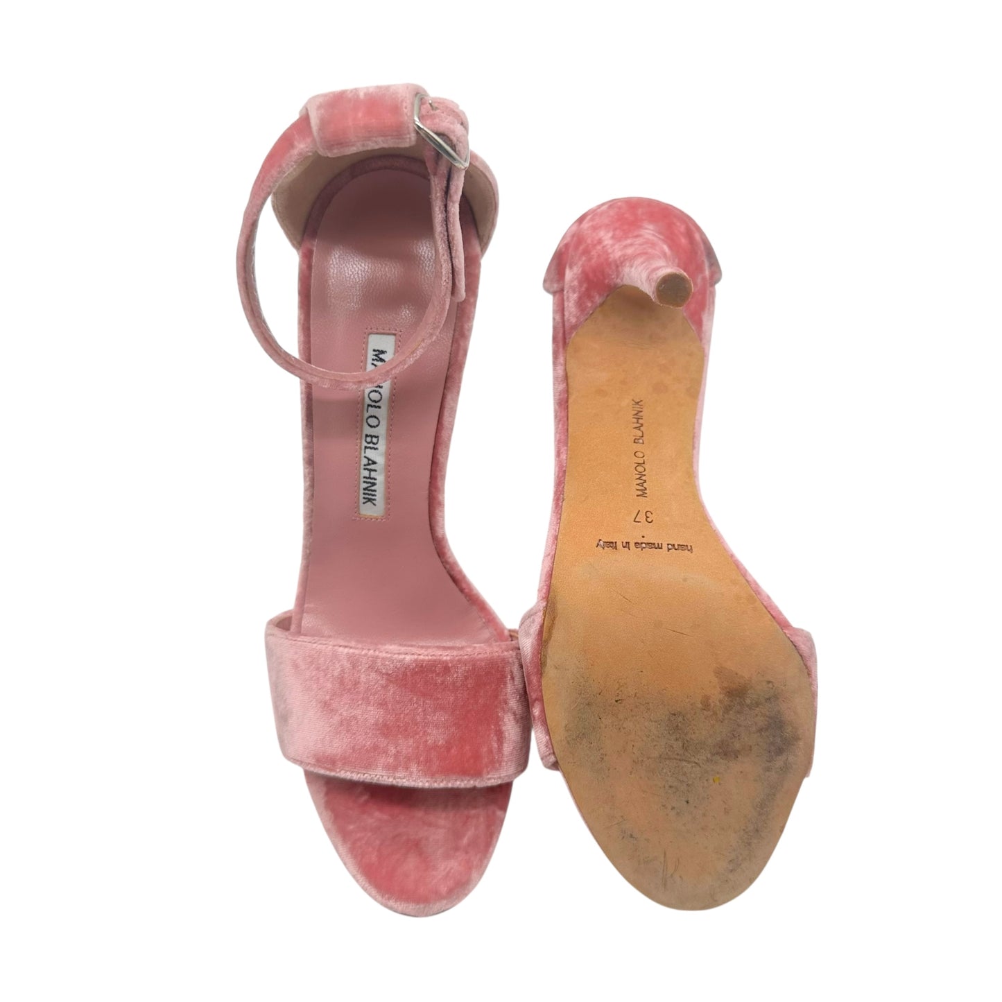 Manolo Blahnik Pink Crushed Velvet Heels
