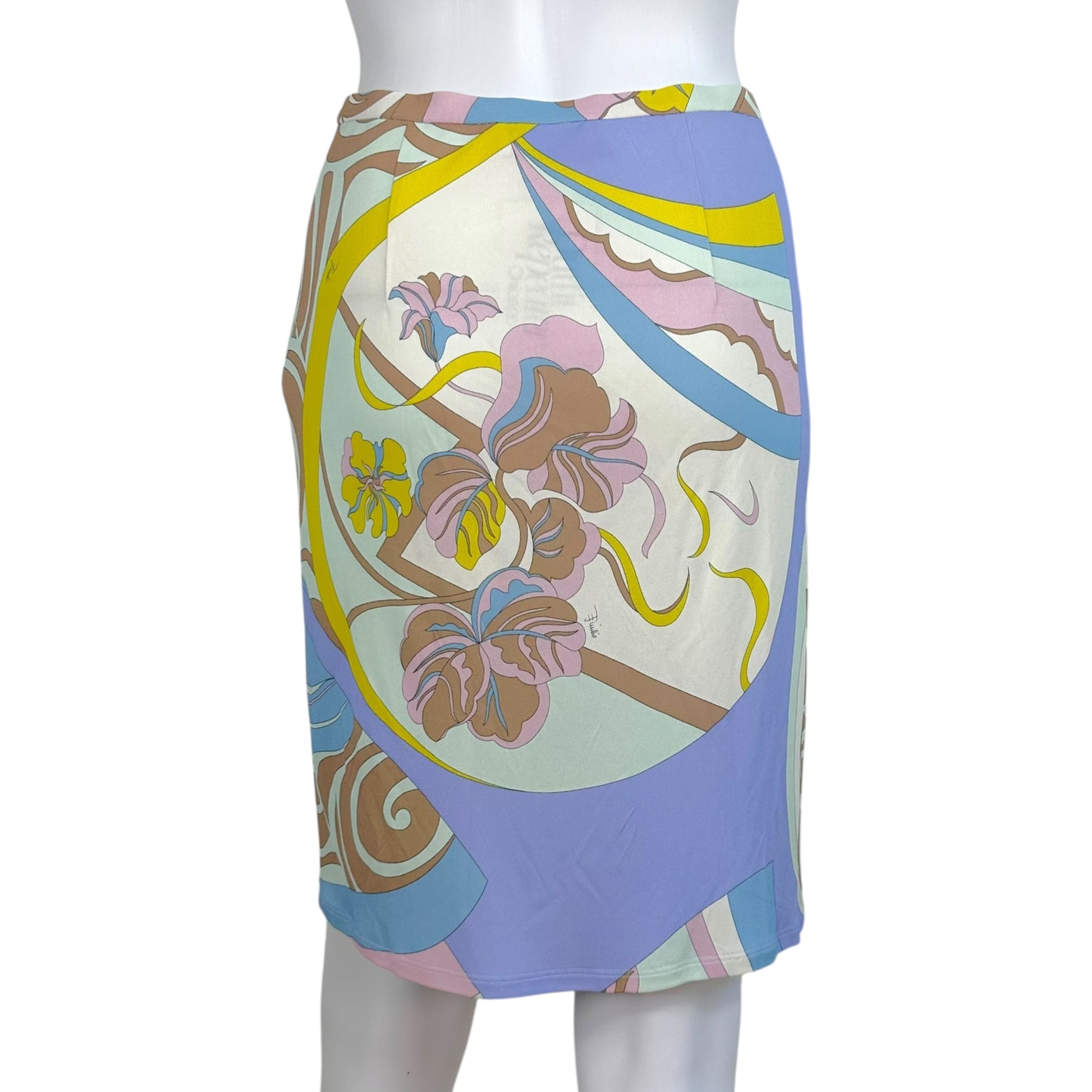 Emilio Pucci Silk Knit Midi Skirt Multicolor Pastel Print