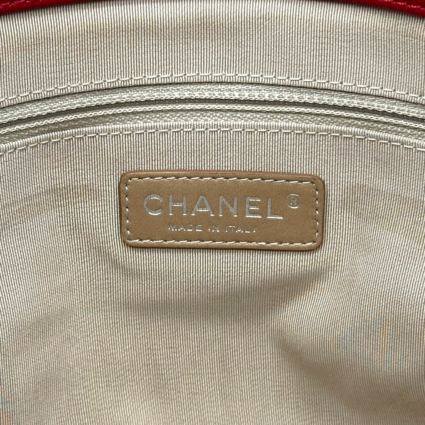 Chanel Red Caviar Matelasse Quilted Oversized Logo Shoulder Bag 2011