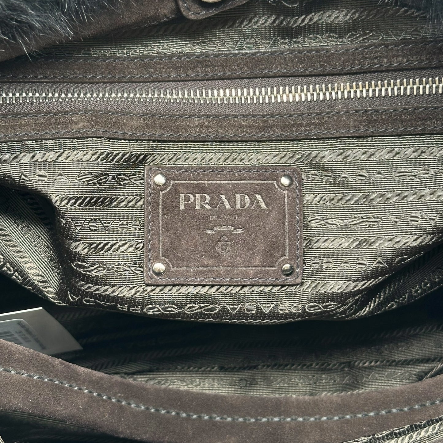Prada Black Shearling & Fur Studded Hobo Bag