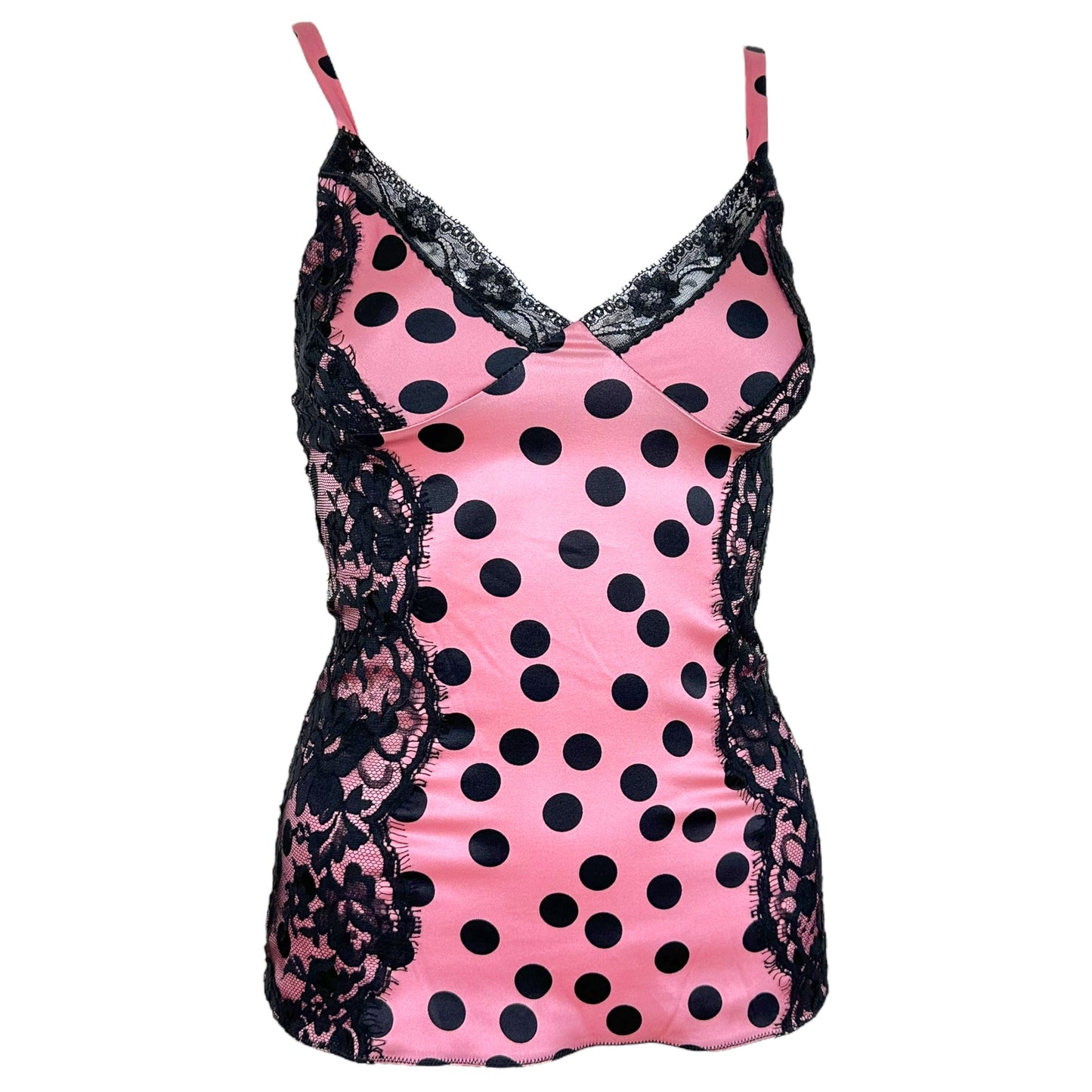D&G Dolce & Gabbana Pink Polka Dot Silky Lace Tank - Outfit Repeater