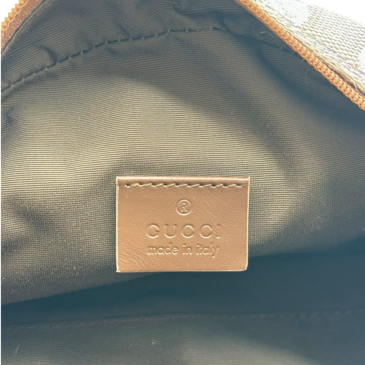 Gucci Lavender Monogram Canvas & Brown Leather Crescent Pochette Mini Bag