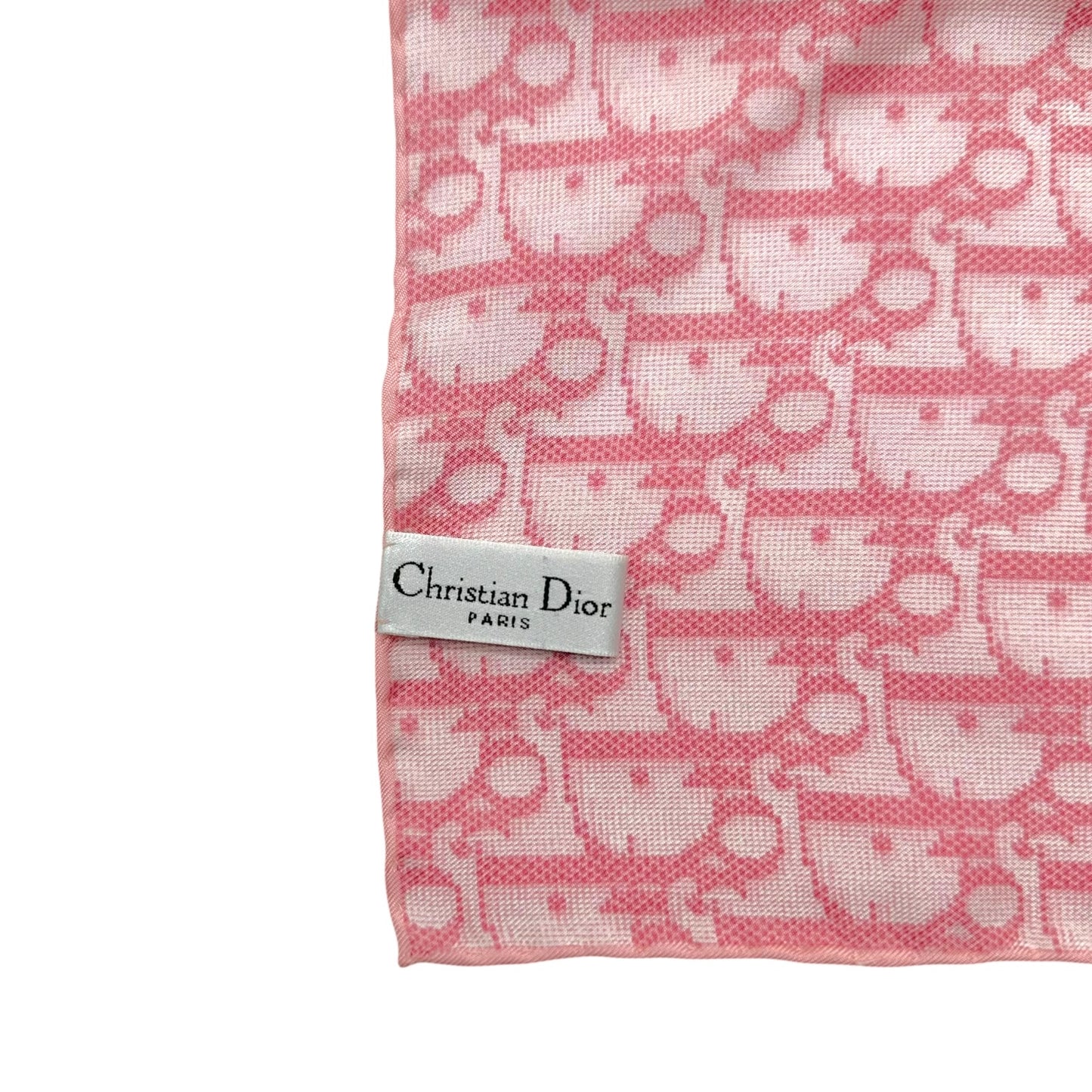 Christian Dior Pink Trotter Monogram Print Silk Square Scarf