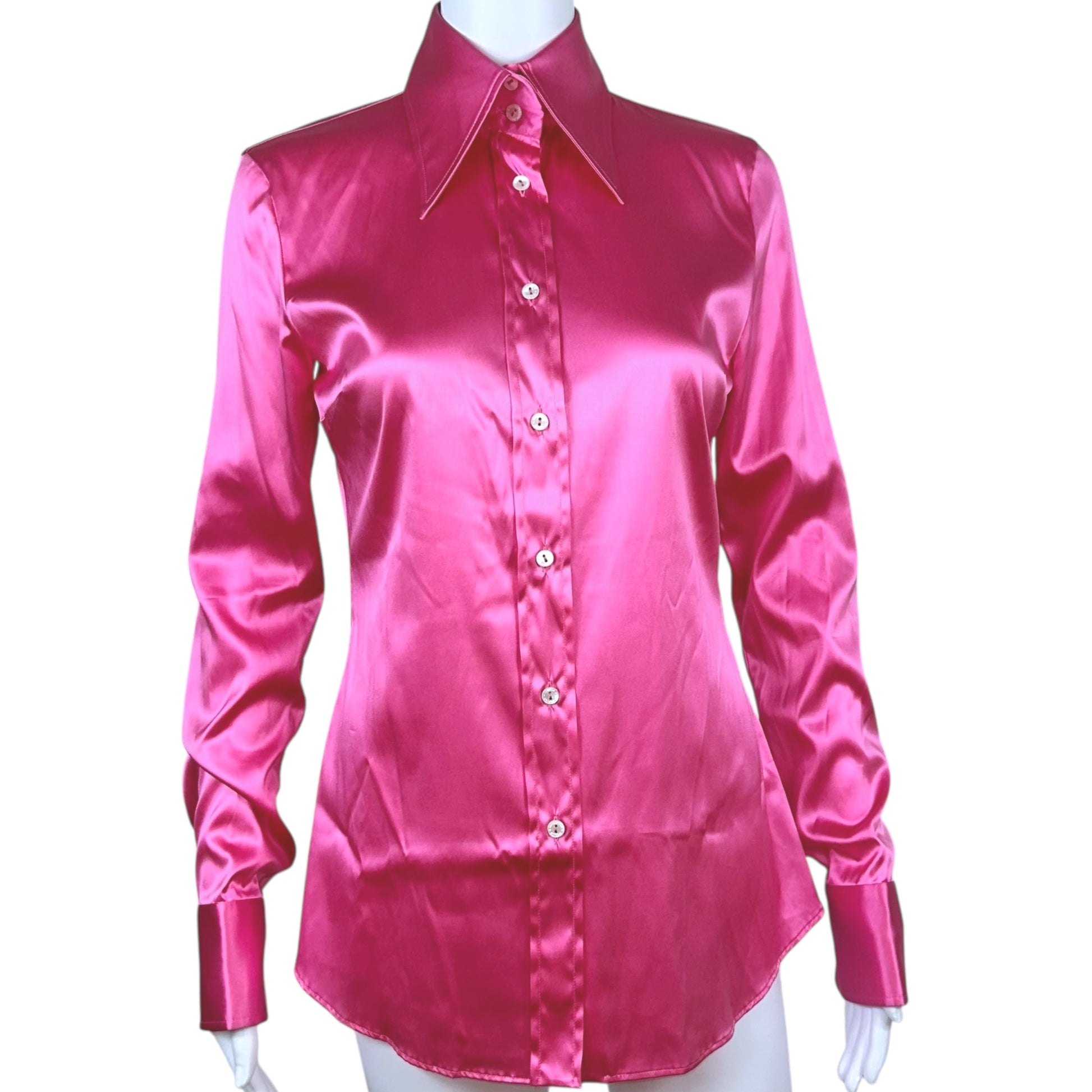 Dolce & Gabbana Pink Silk Button Down Blouse NEW - Outfit Repeater