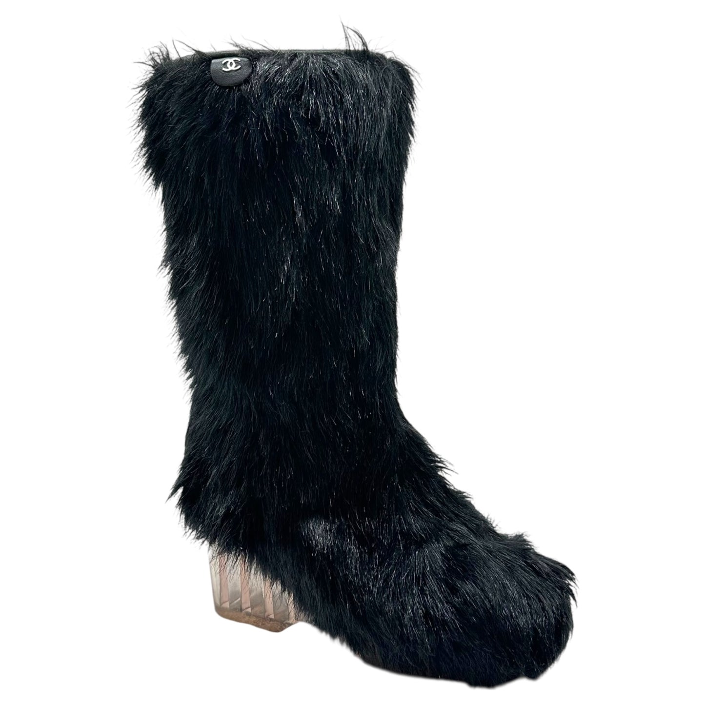 Chanel 'Fantasy Fur' Faux Fur Wedge Heel Boots
