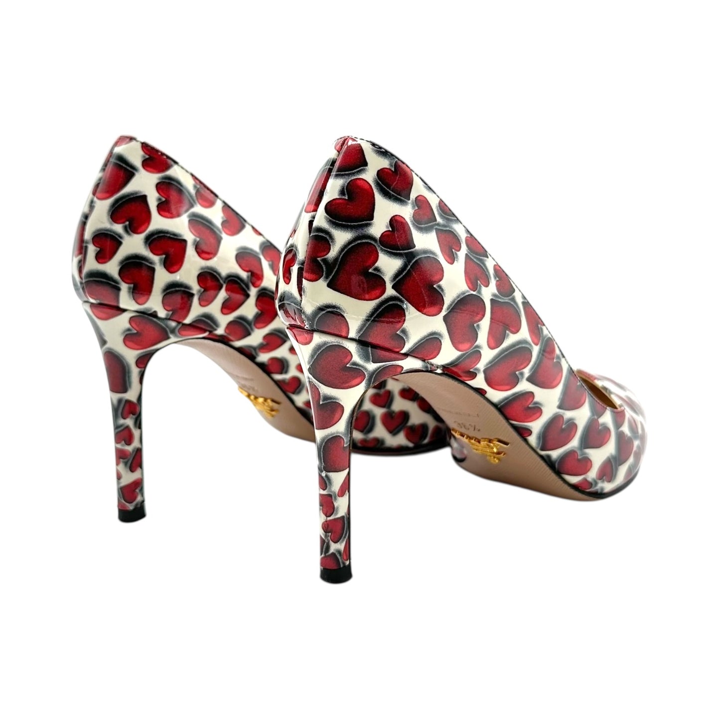 Prada Heart Print Patent Leather Heels