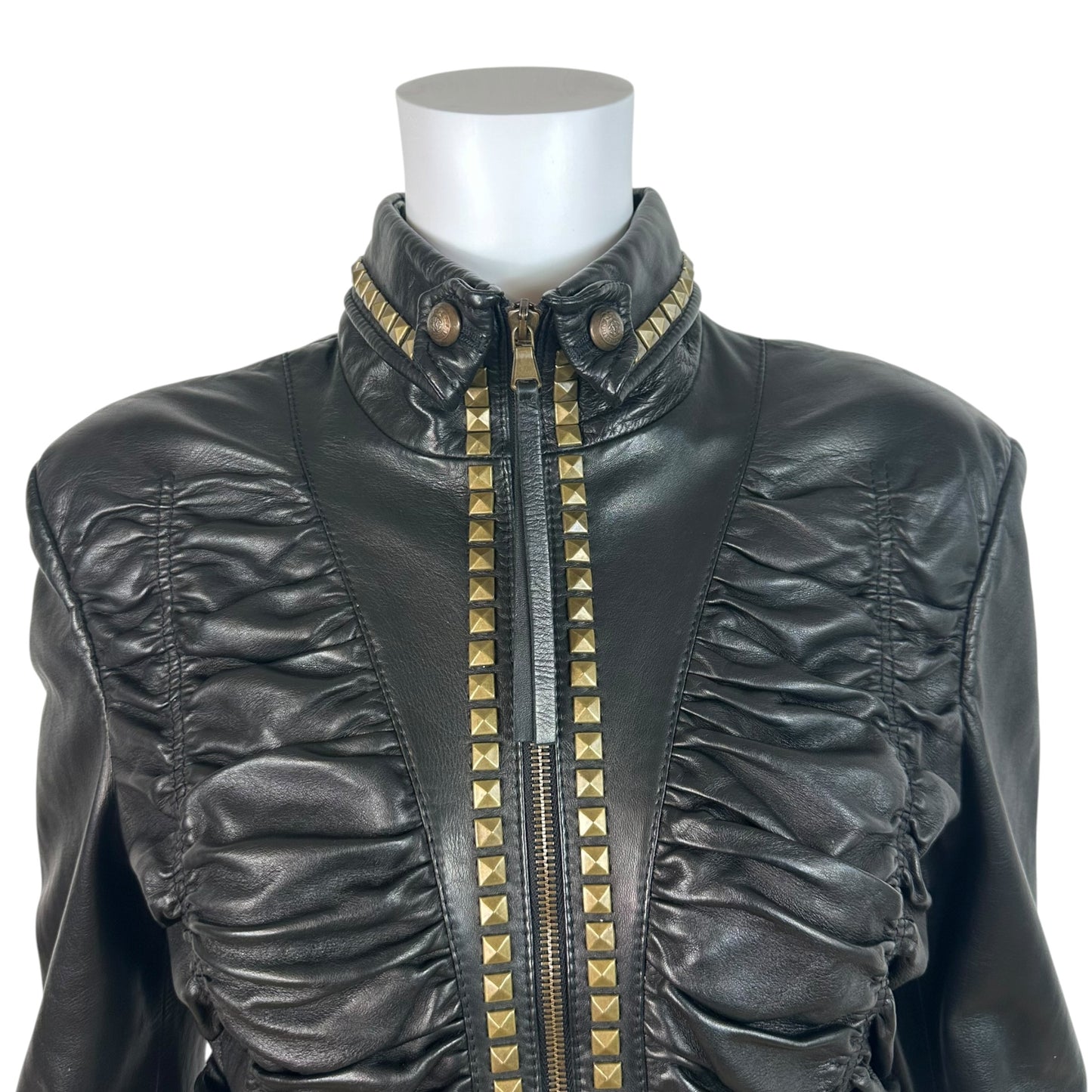 Roberto Cavalli Black Leather Studded Jacket