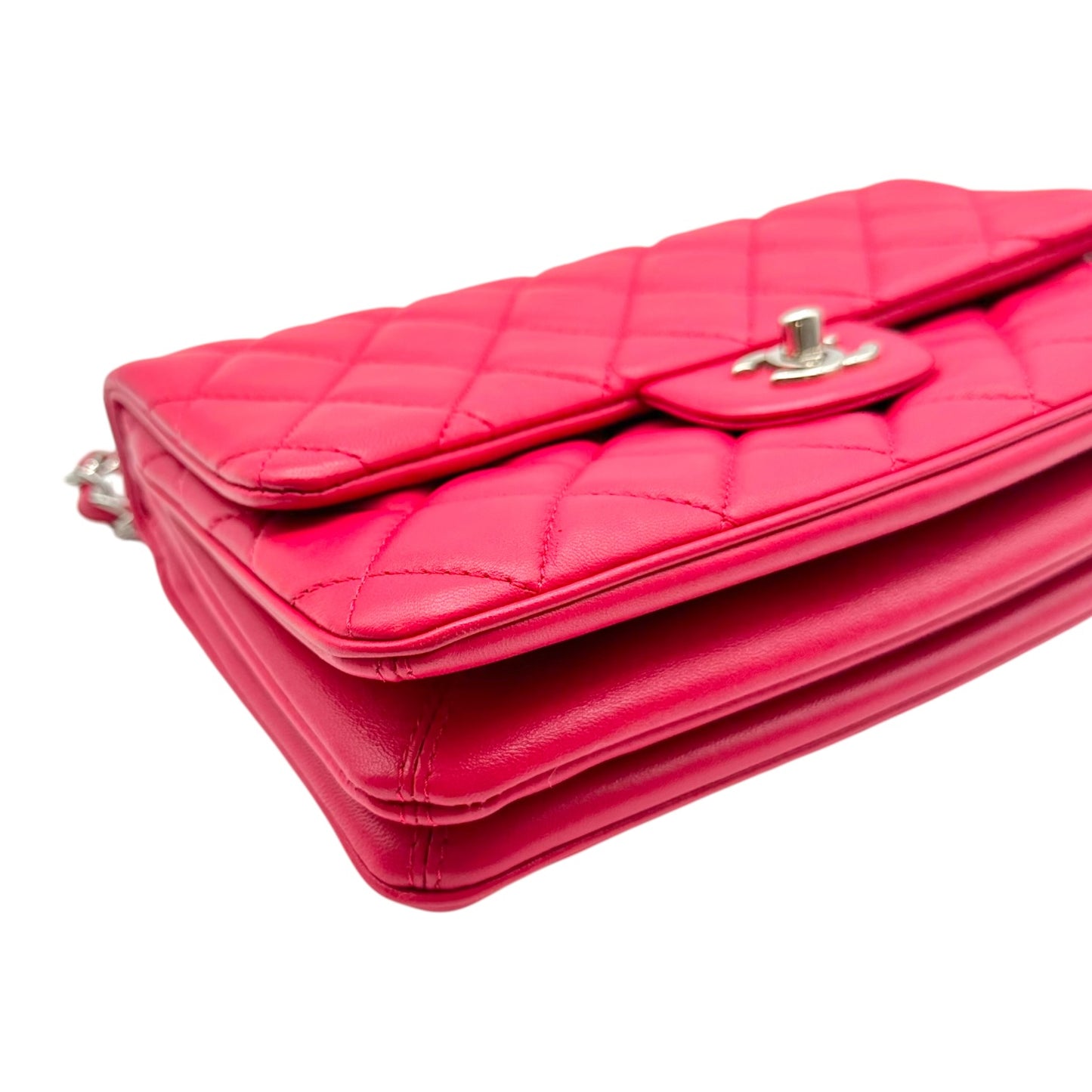 Chanel Medium Flap Bag Fuchsia Silver Matelasse Quilted