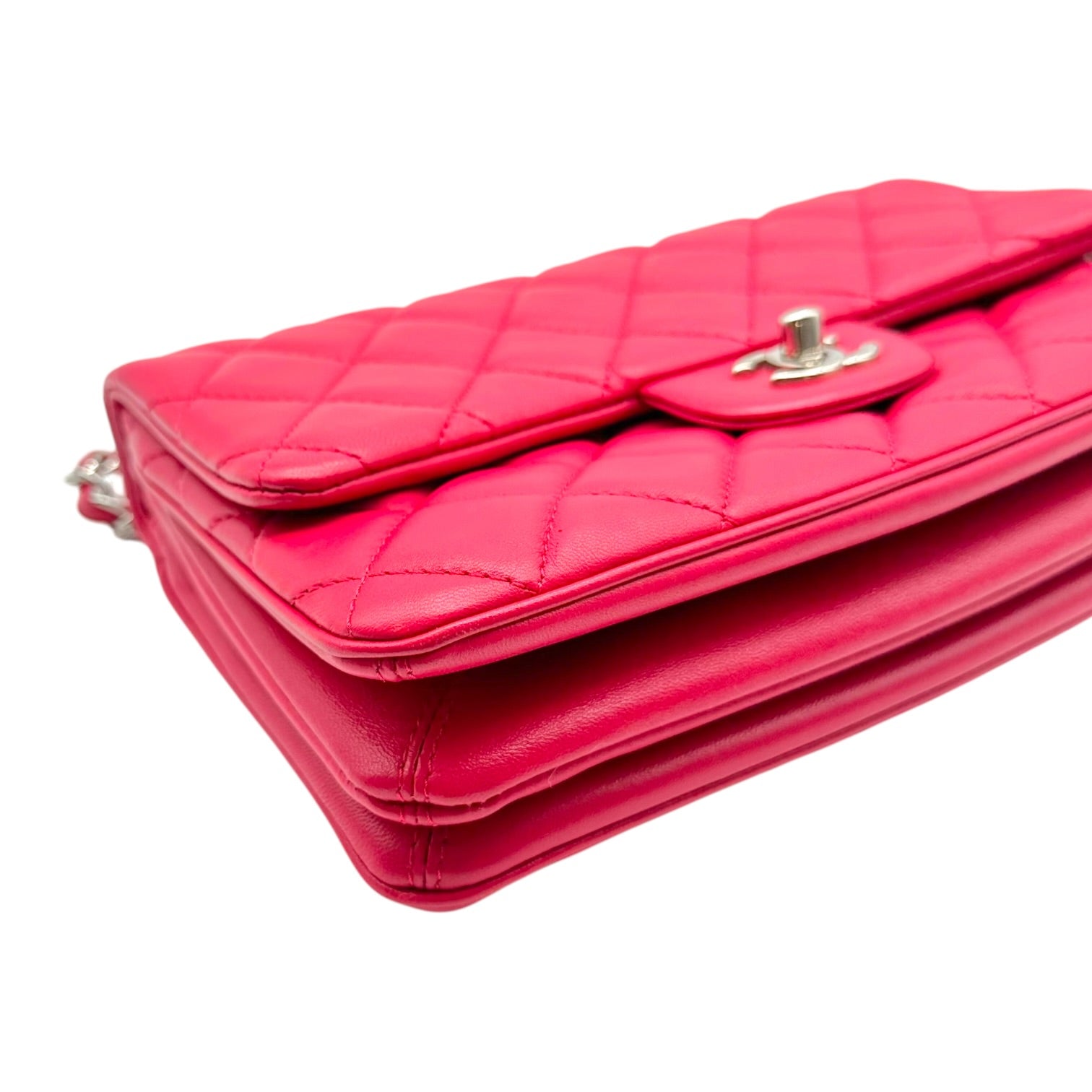 Chanel Medium Flap Bag Fuchsia Silver Matelasse Quilted