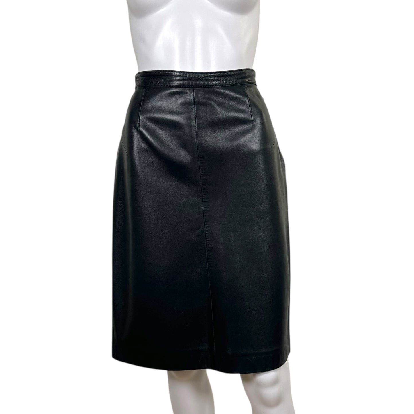Gucci by Tom Ford F/W 1997 Black Leather Midi Skirt