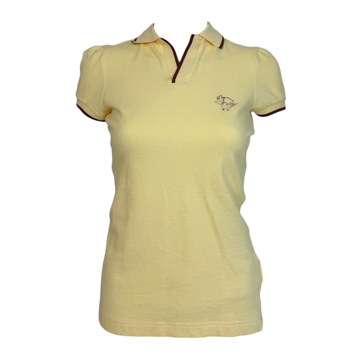 Dsquared2 Light Yellow & Brown Logo Bird Embroidered Polo Top
