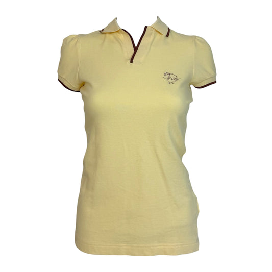 Dsquared2 Light Yellow Brown Bird Embroidered Polo Top