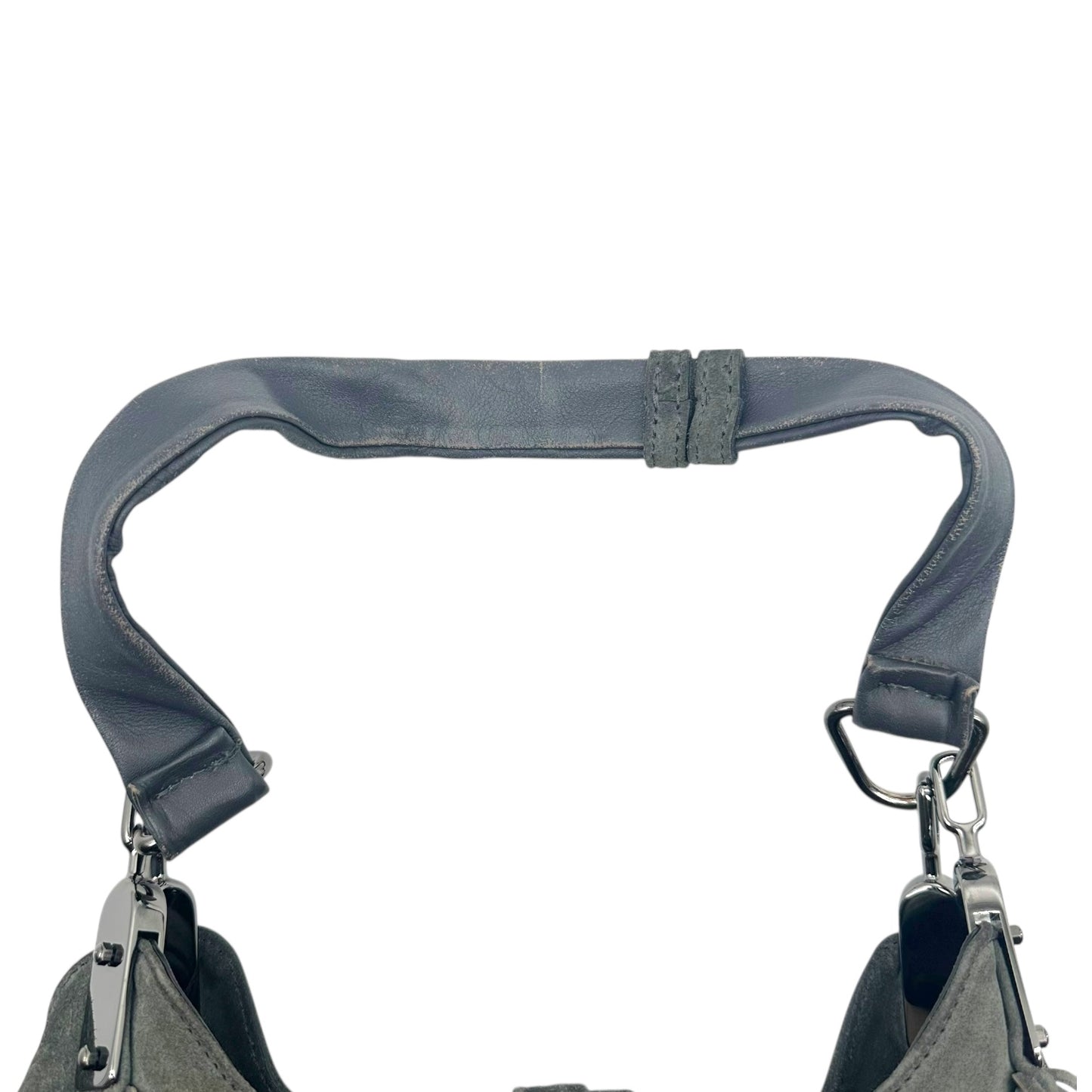 Celine Dark Gray Suede Fringe Trim Hobo Bag