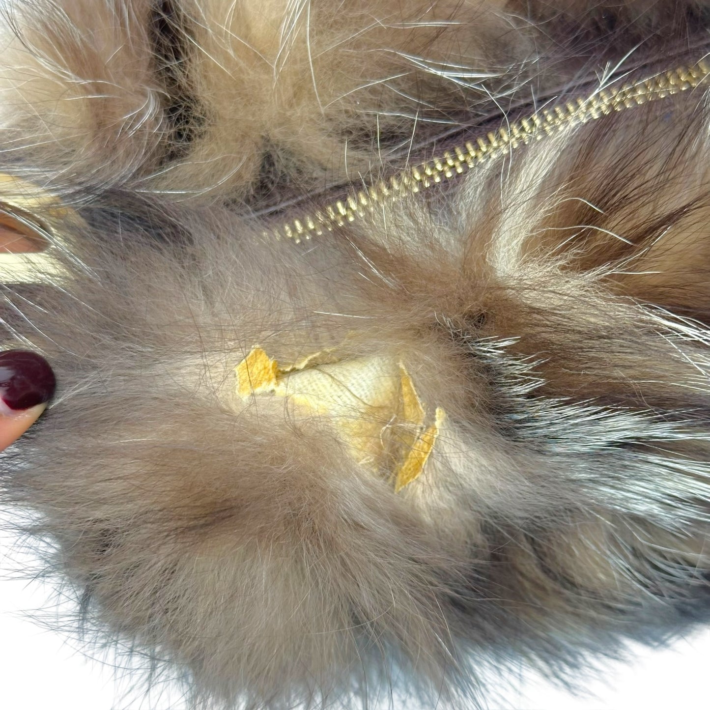 Escada Brown Fox Fur Studded Strap Mini Bag