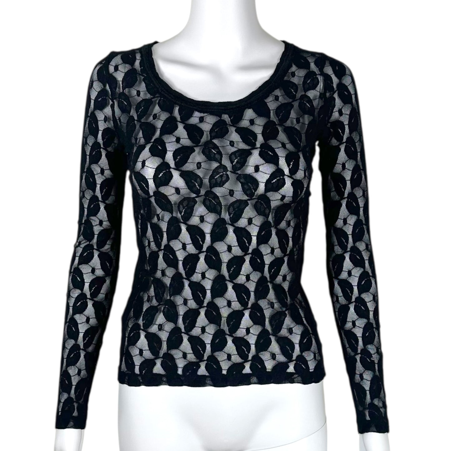Jean Paul Gaultier Black Lace 'Leaf' Print Longsleeve