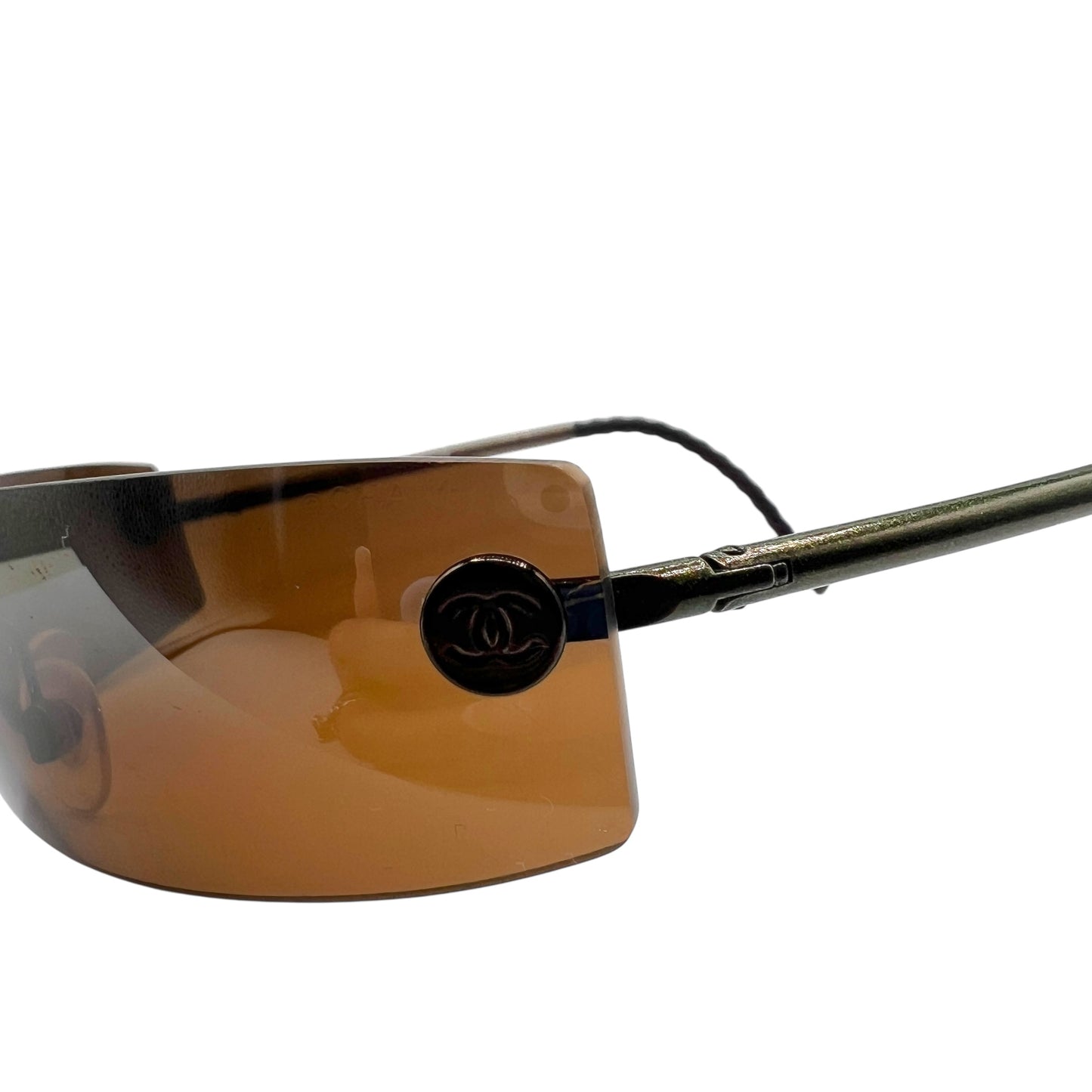 Chanel 4047 Brown Rimless Rectangle Sunglasses
