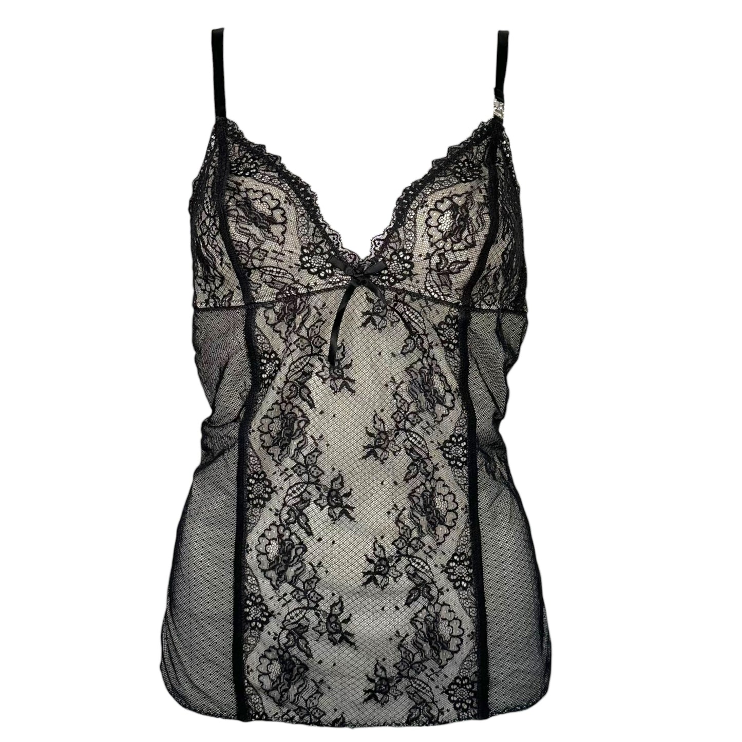 Dolce & Gabbana Underwear Lace Camisole Top w/ Logo Charm